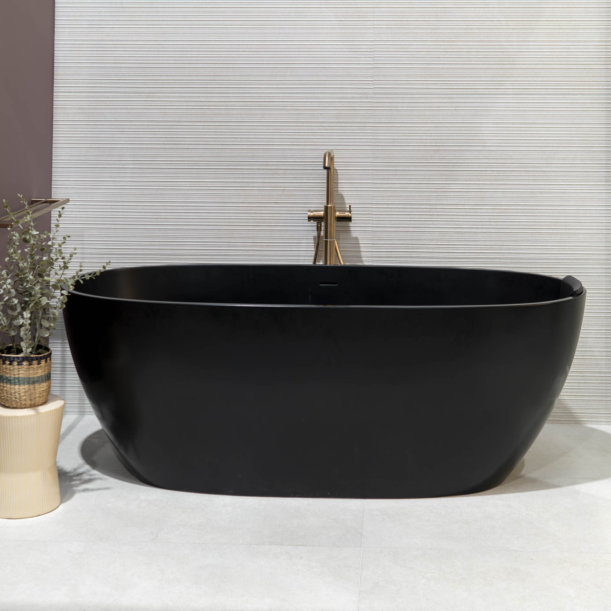 Granlusso Enzo 1700 Freestanding Solid Stone Bath - Matt Black