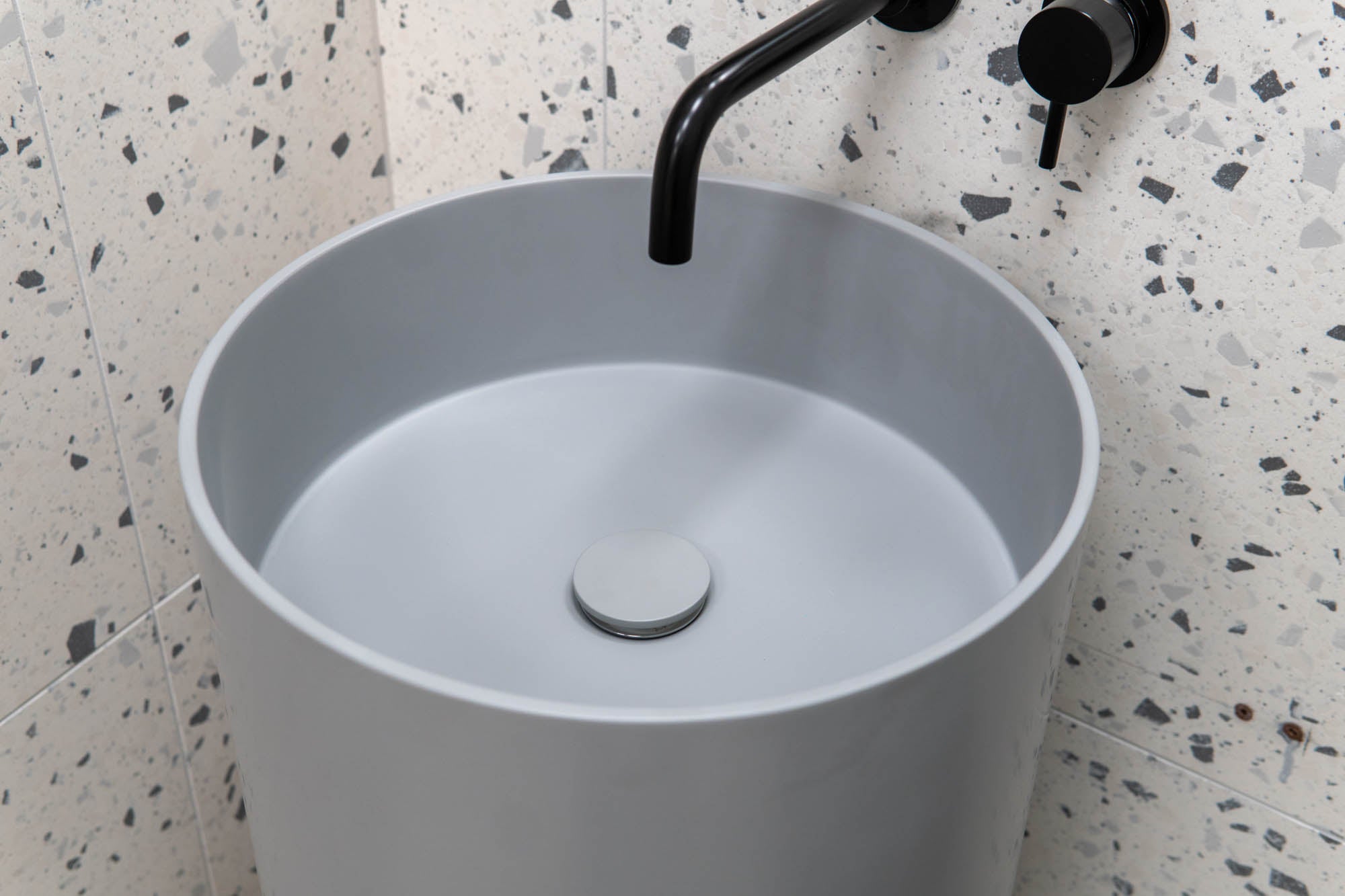Granlusso™ Amalfi Cylinder Freestanding Stone Basin - Matt Grey