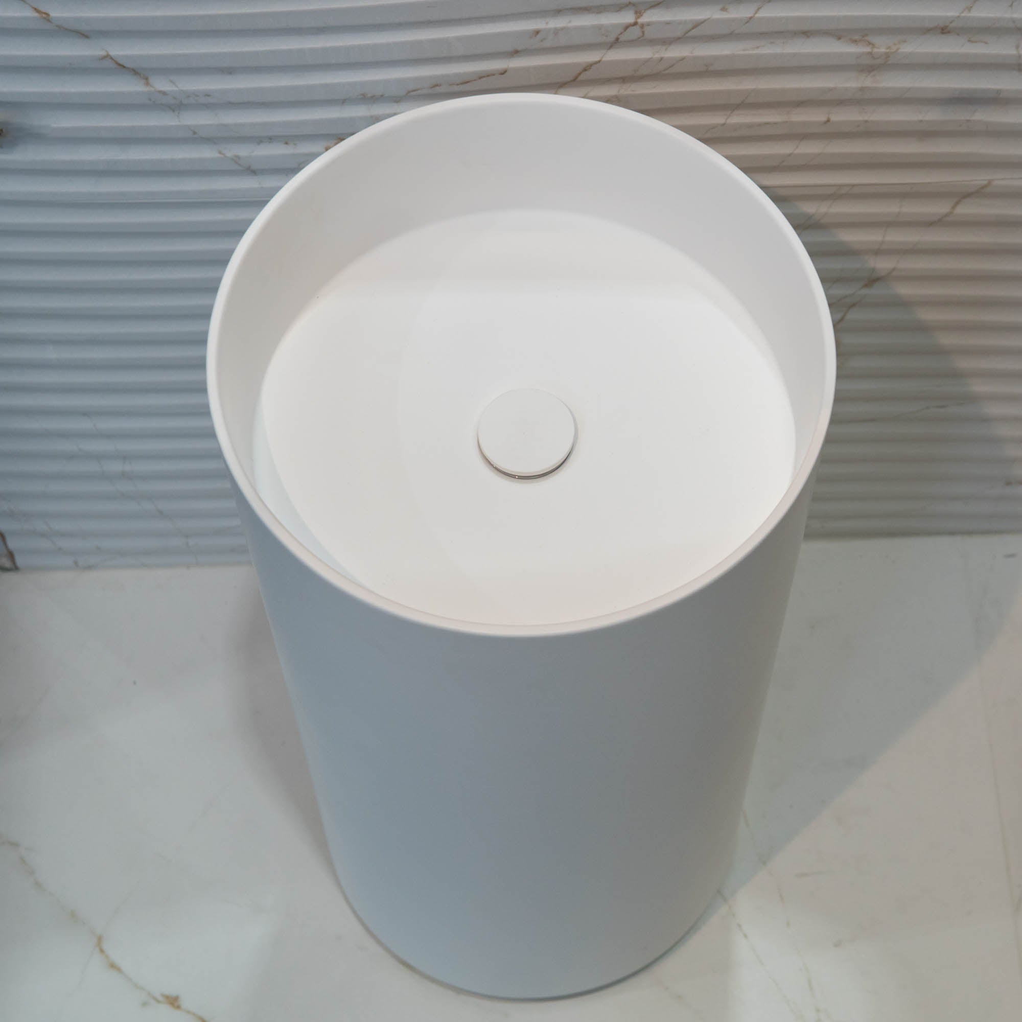 Granlusso™ Amalfi Cylinder Freestanding Stone Basin - Matt White