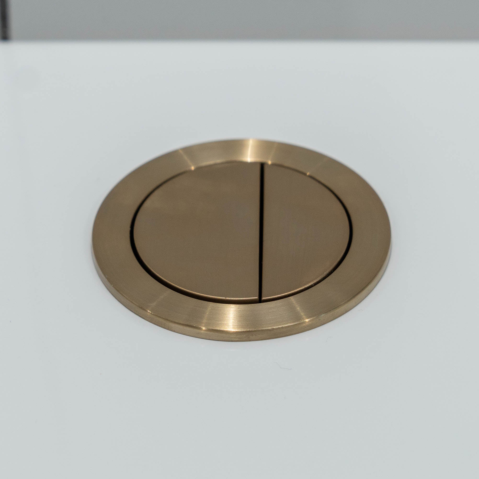 Granlusso Round Dual Flush Button With A Pair of White Hinge Covers