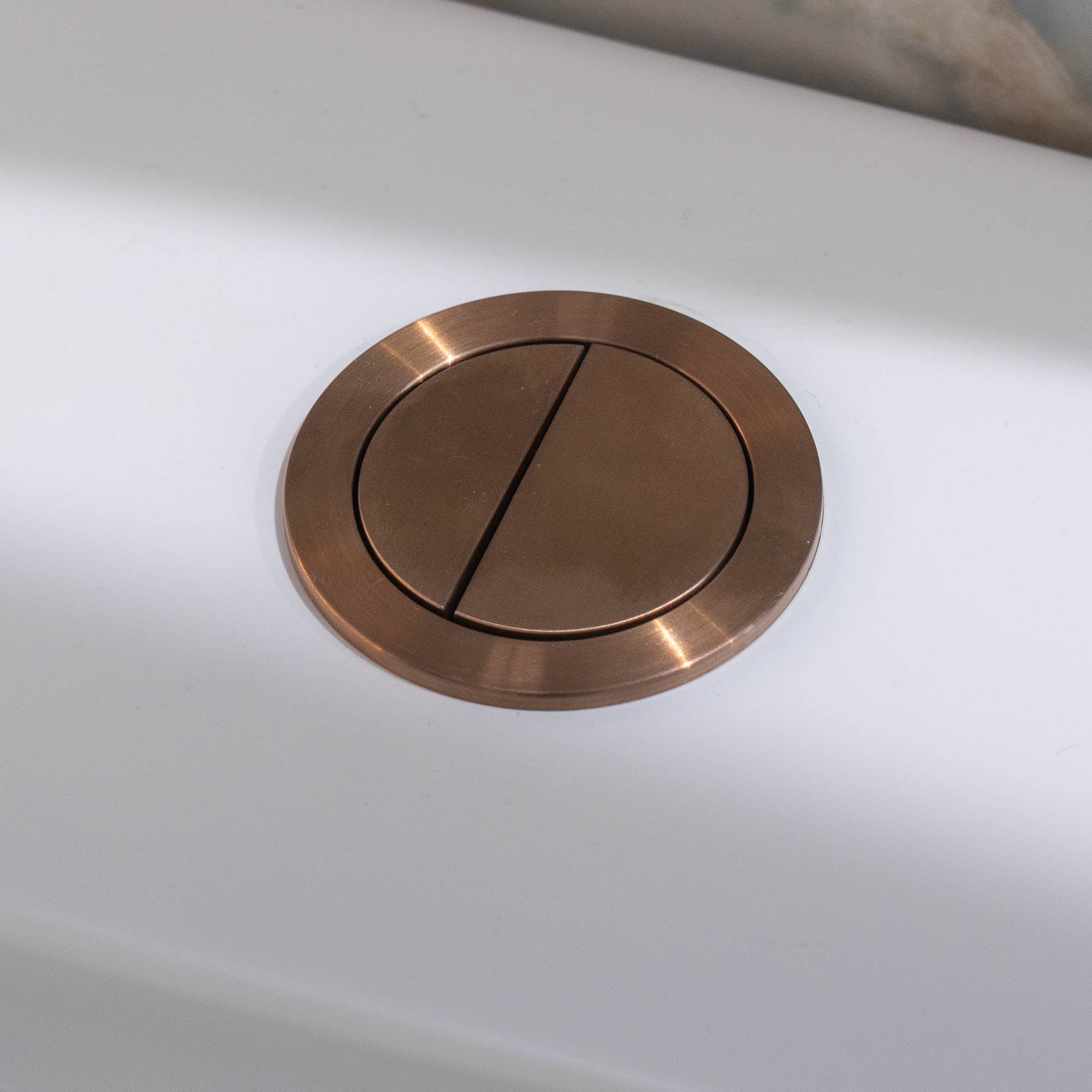 Granlusso Round Dual Flush Button With A Pair of White Hinge Covers