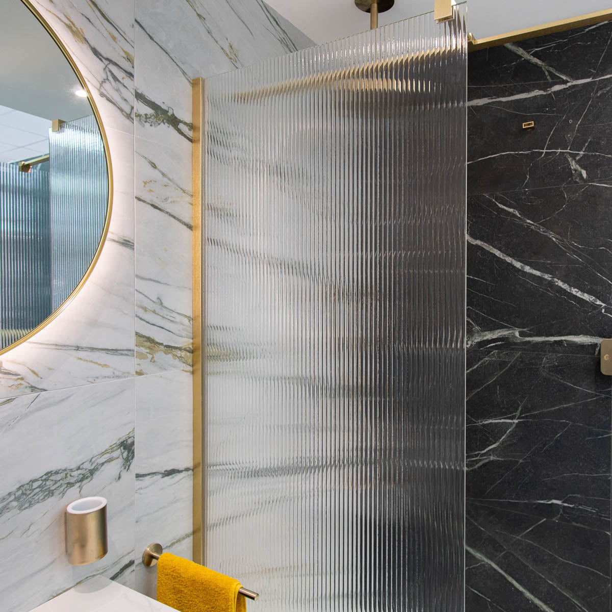 Granlusso™ 8 Fluted Glass Frameless Wetroom Shower Screen