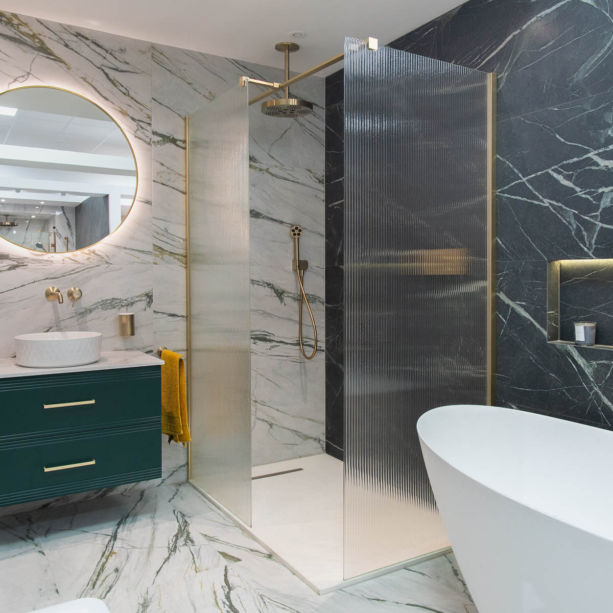 Granlusso™ 8 Fluted Glass Frameless Wetroom Shower Screen