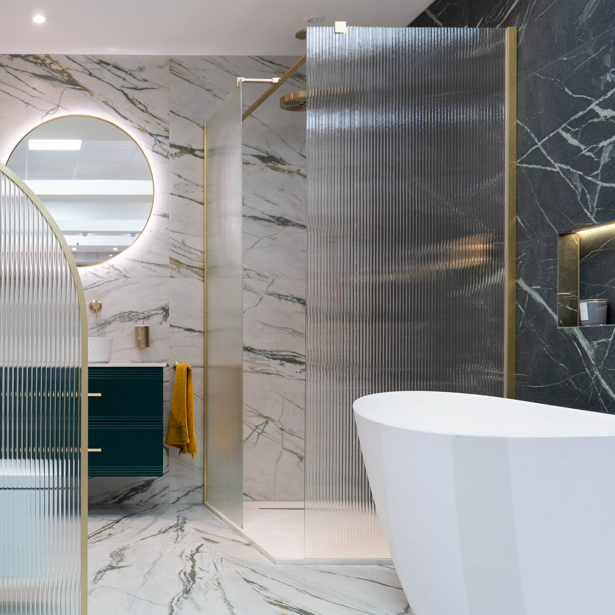 Granlusso 8 Fluted Glass Frameless Wetroom Shower Screen