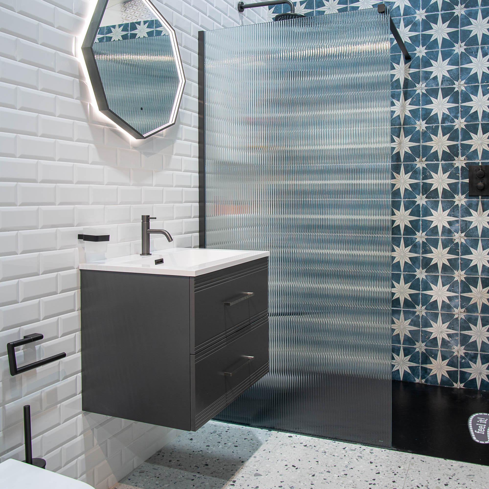 Granlusso™ Galleria Wall Mounted 2-Drawer Vanity Unit and Basin - Slate Grey