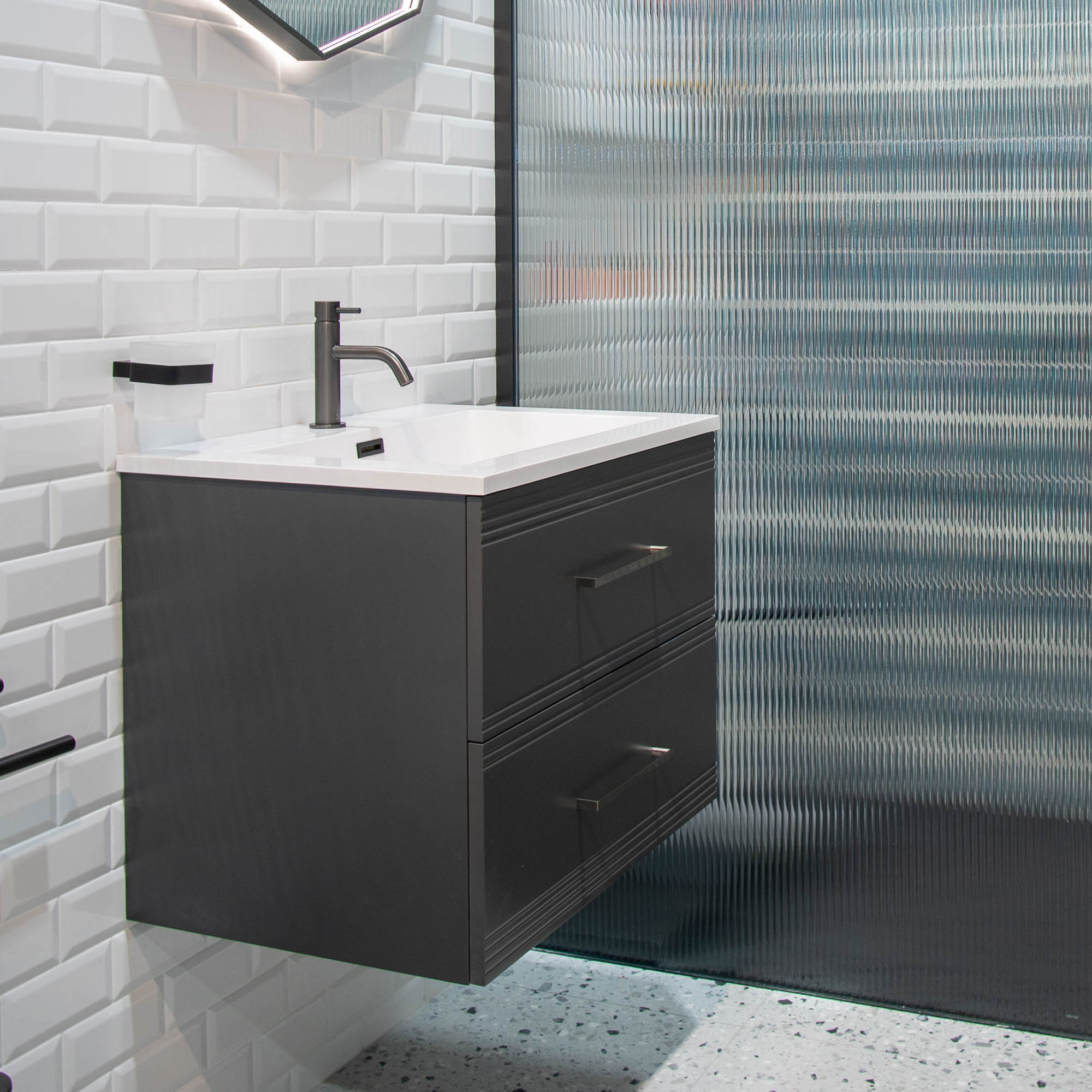 Granlusso™ Galleria Wall Mounted 2-Drawer Vanity Unit and Basin - Slate Grey