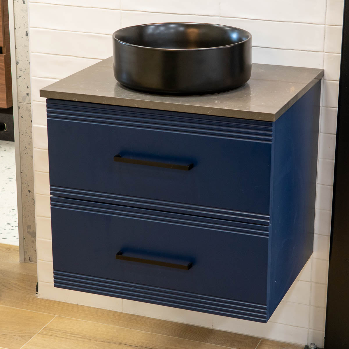 Granlusso™ Galleria Wall Mounted 2-Drawer Vanity Unit With Earth Worktop - Atlantic Blue