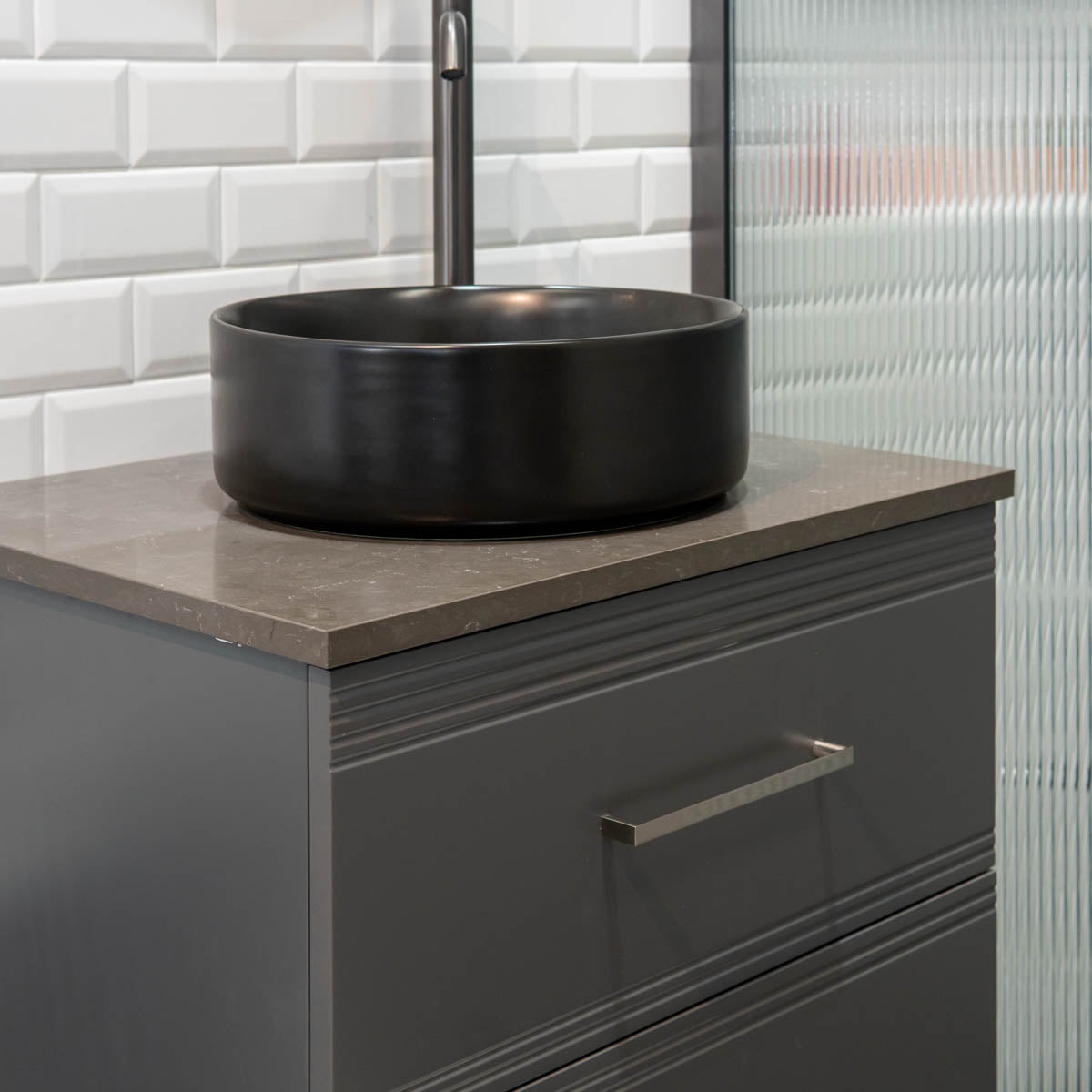 Granlusso™ Galleria Wall Mounted 2-Drawer Vanity Unit With Earth Worktop - Slate Grey