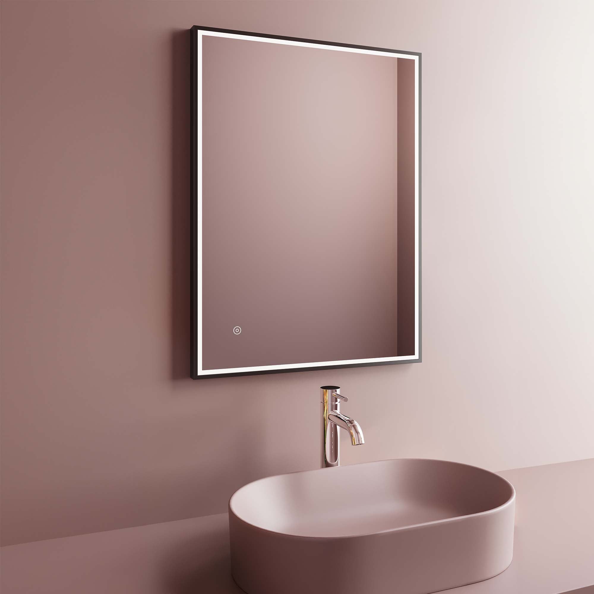 granlusso opus framed led bathroom mirror 800x600mm black