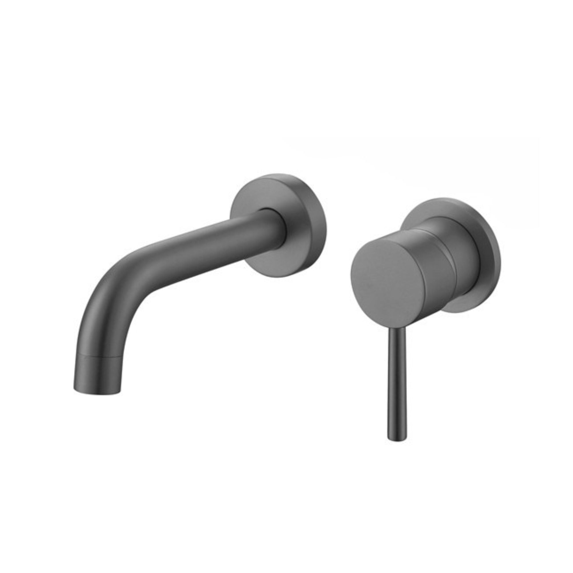 Granlusso portofino gunmetal wall-mounted faucet and handle set on a white background deluxe bathrooms