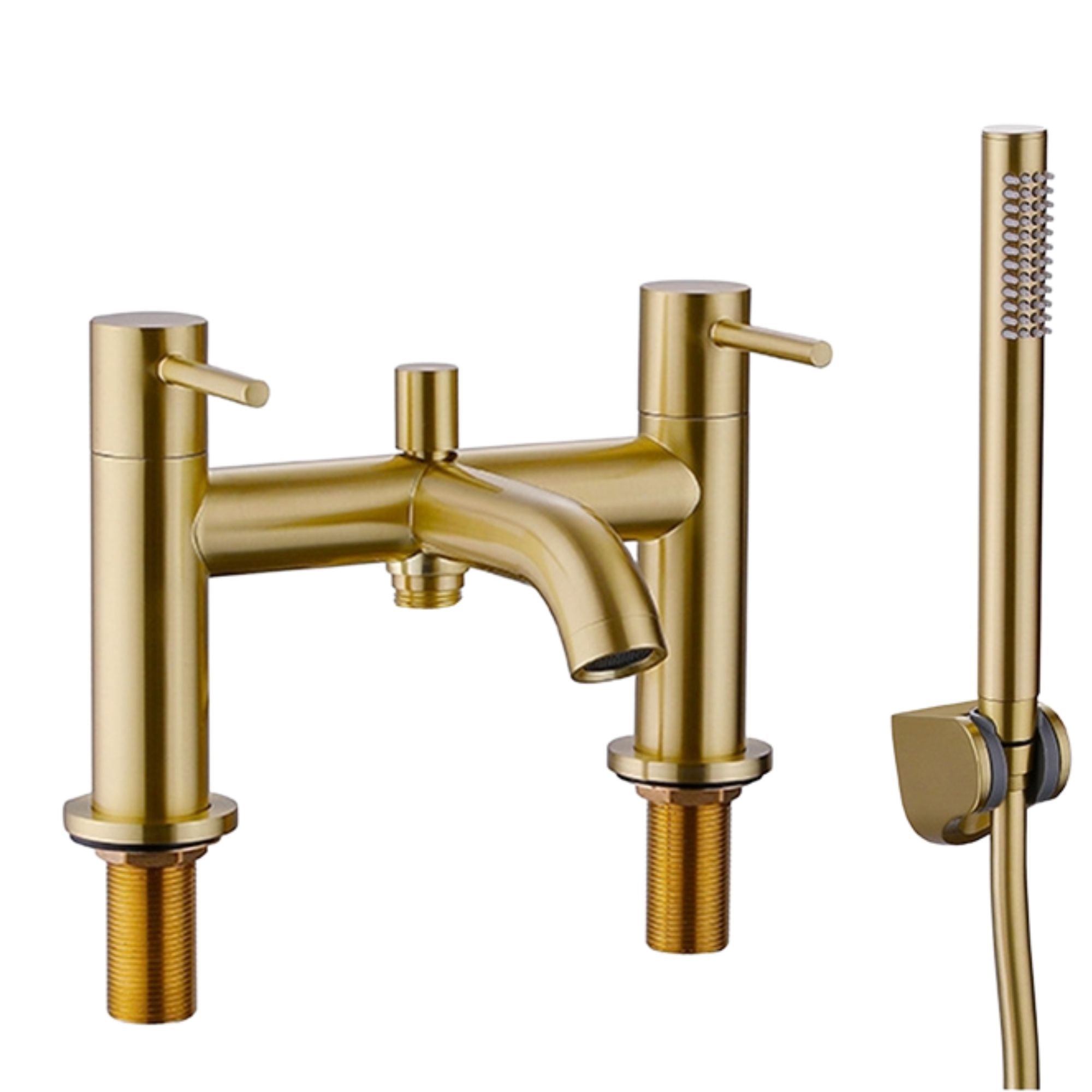 Granlusso Portofino Bath Shower Mixer With Handset Kit Brushed Brass