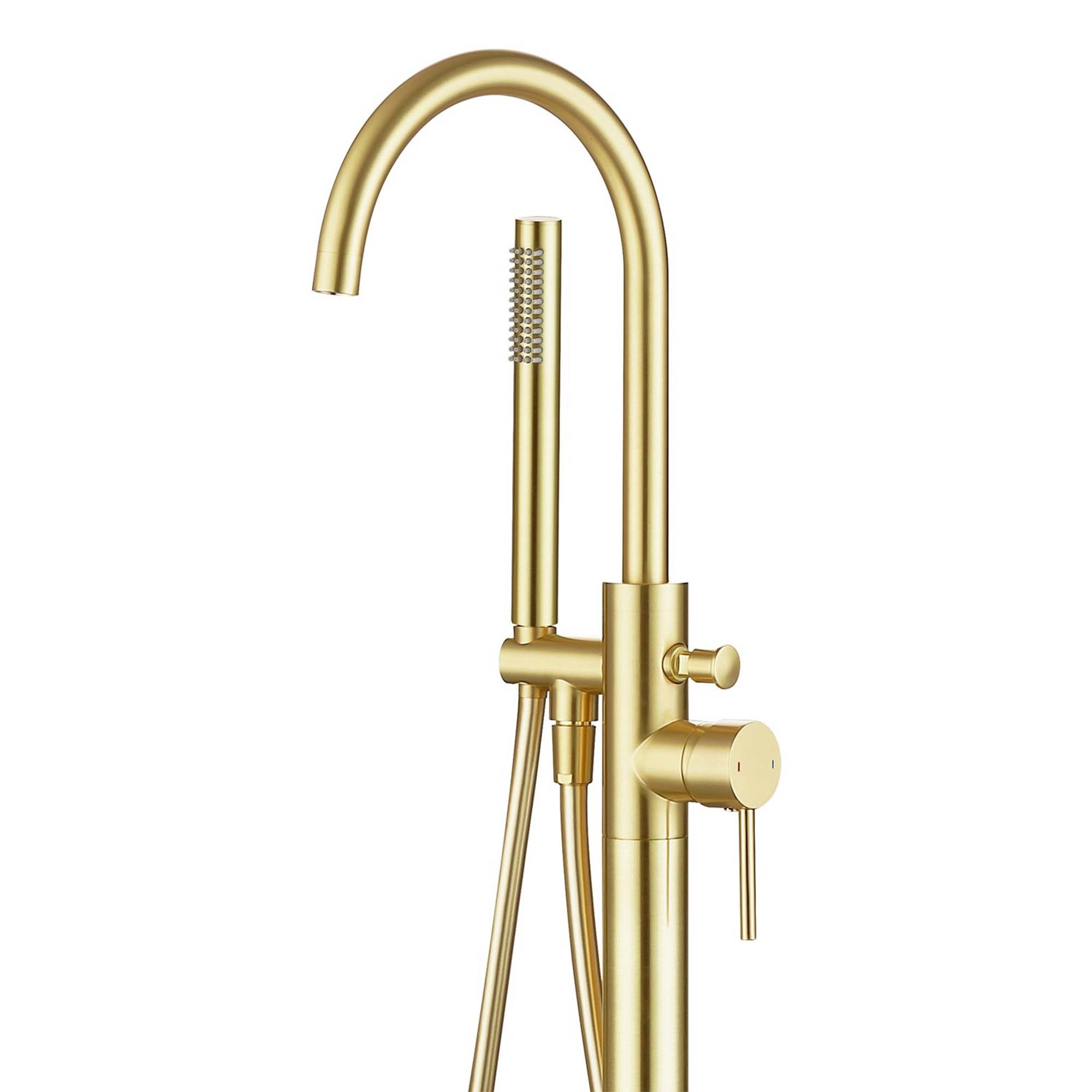 granlusso portofino floorstanding bath shower mixer brushed brass