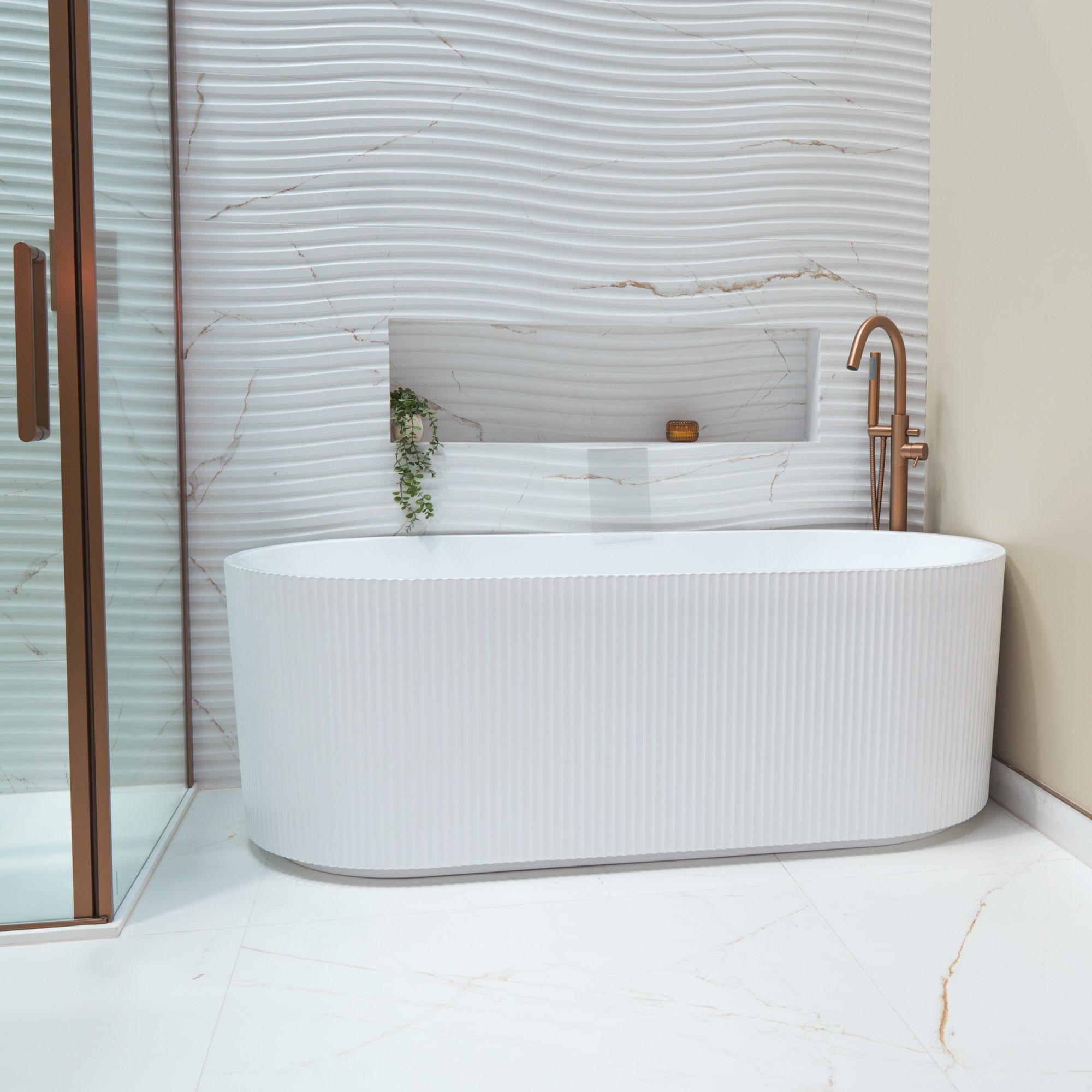 Granlusso™ Sant'Andrea 1700 Freestanding Fluted Acrylic Bath - Gloss White
