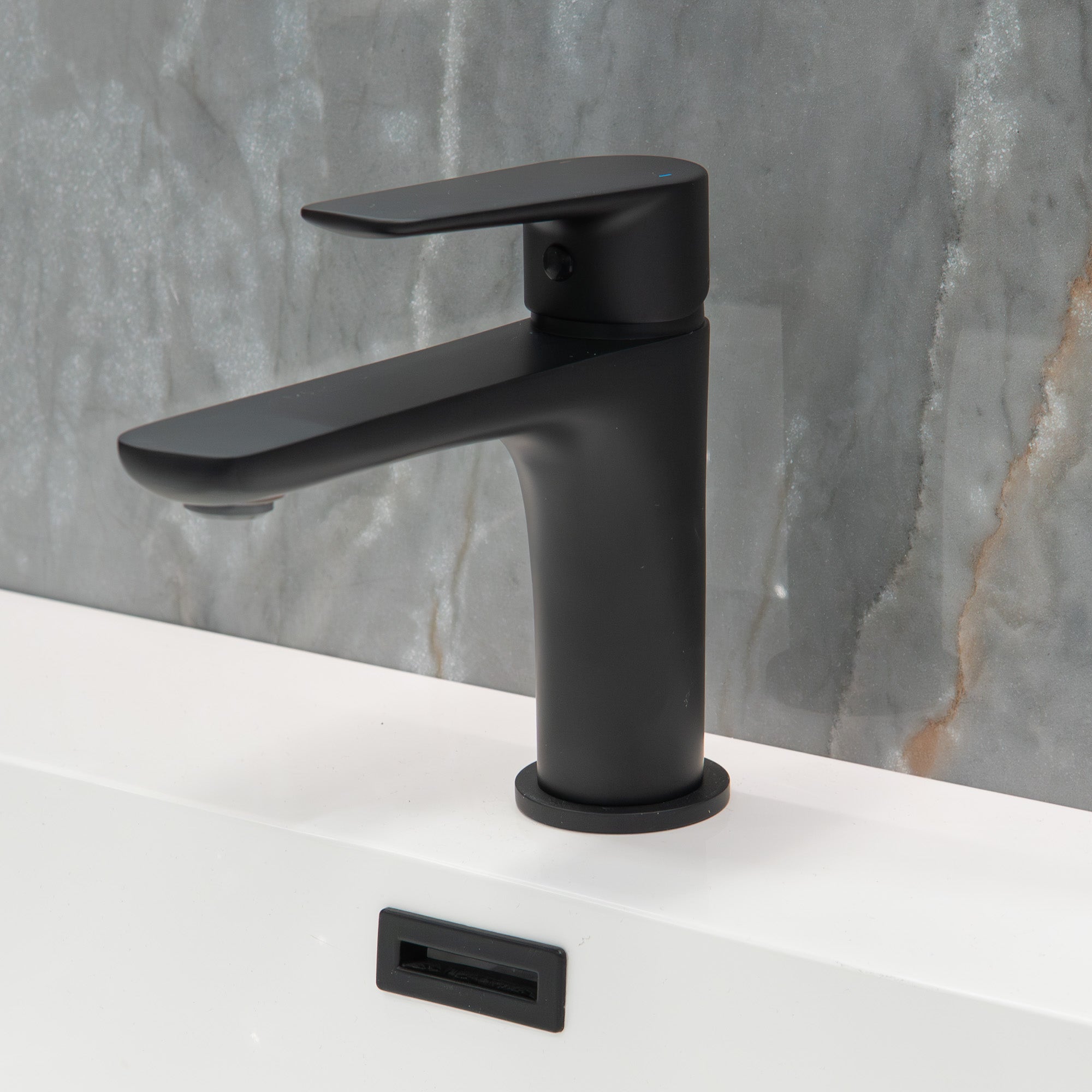 Granlusso Serenity Basin Mixer Matt Black with Click-Clack Waste