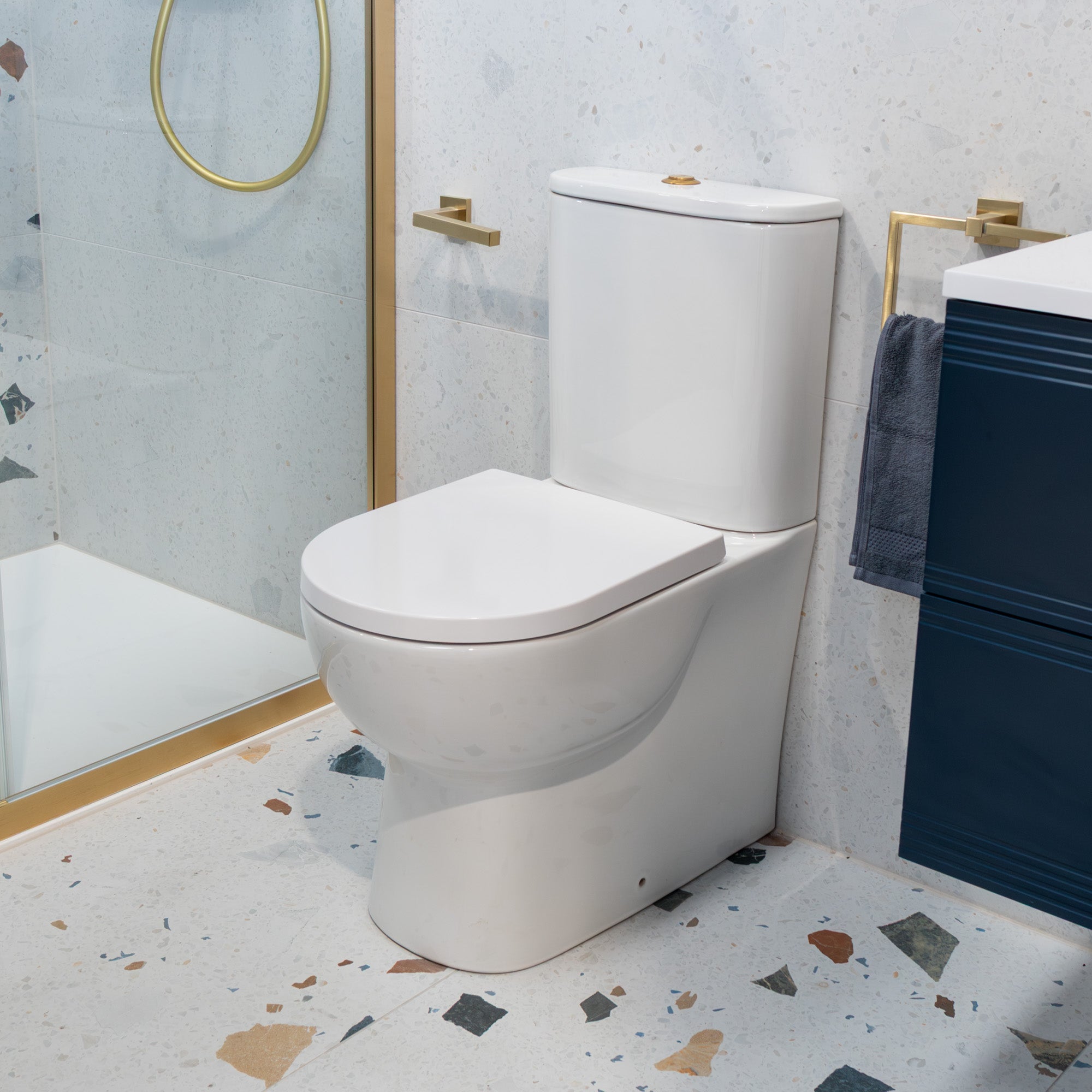 Granlusso Serenity Rimless Comfort Height Close Coupled Toilet with Soft Close Quick Release Seat