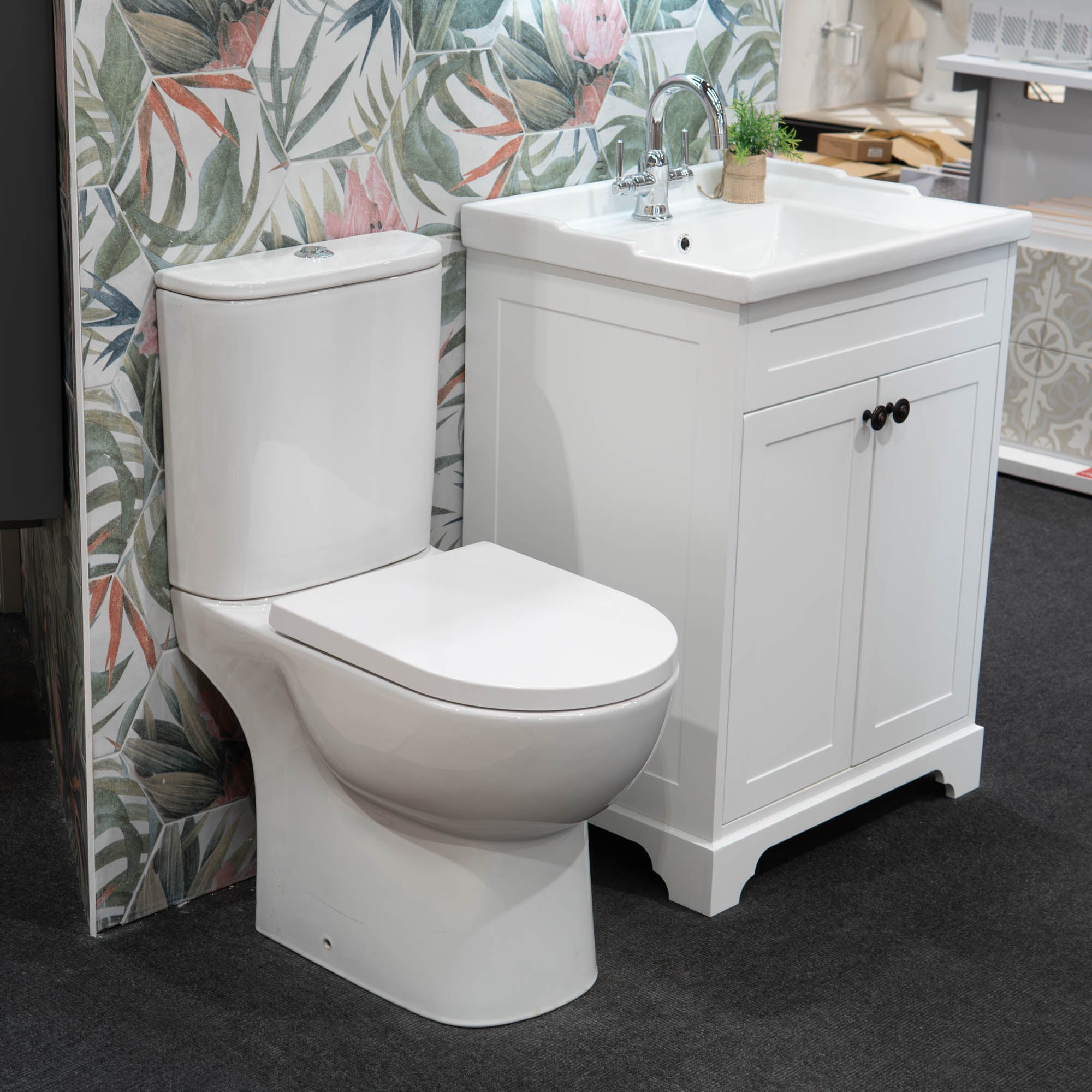 Granlusso Serenity Rimless Open Back Comfort Height Close Coupled Toilet with Soft Close Quick Release Seat