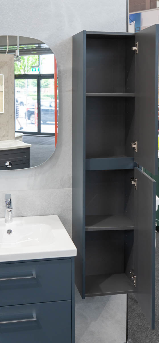 Granlusso Serenity Tallboy Unit Wall Mounted matt blue with shelves