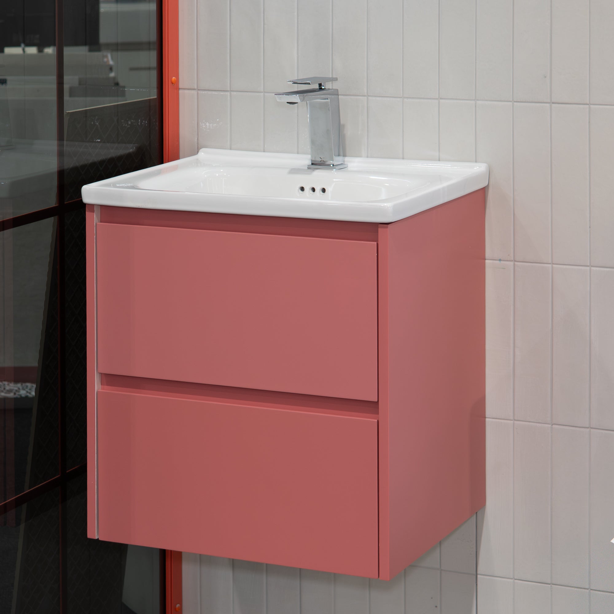 Granlusso™ Sorrento Short Projection Wall Mounted Vanity Unit with Basin - orange sahara