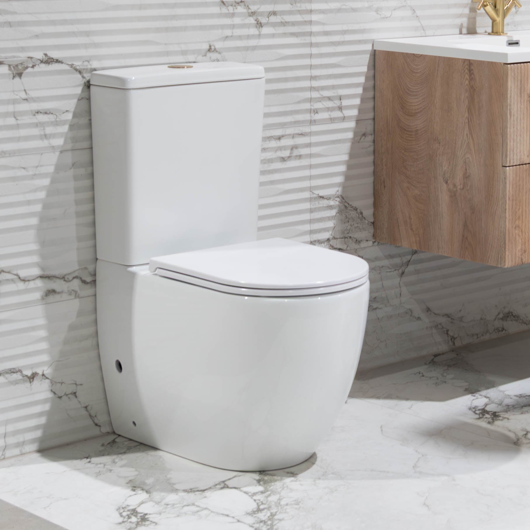 Granlusso Sorrento Rimless WC with Geberit Swirl Flush System and Soft Close Quick Release Seat