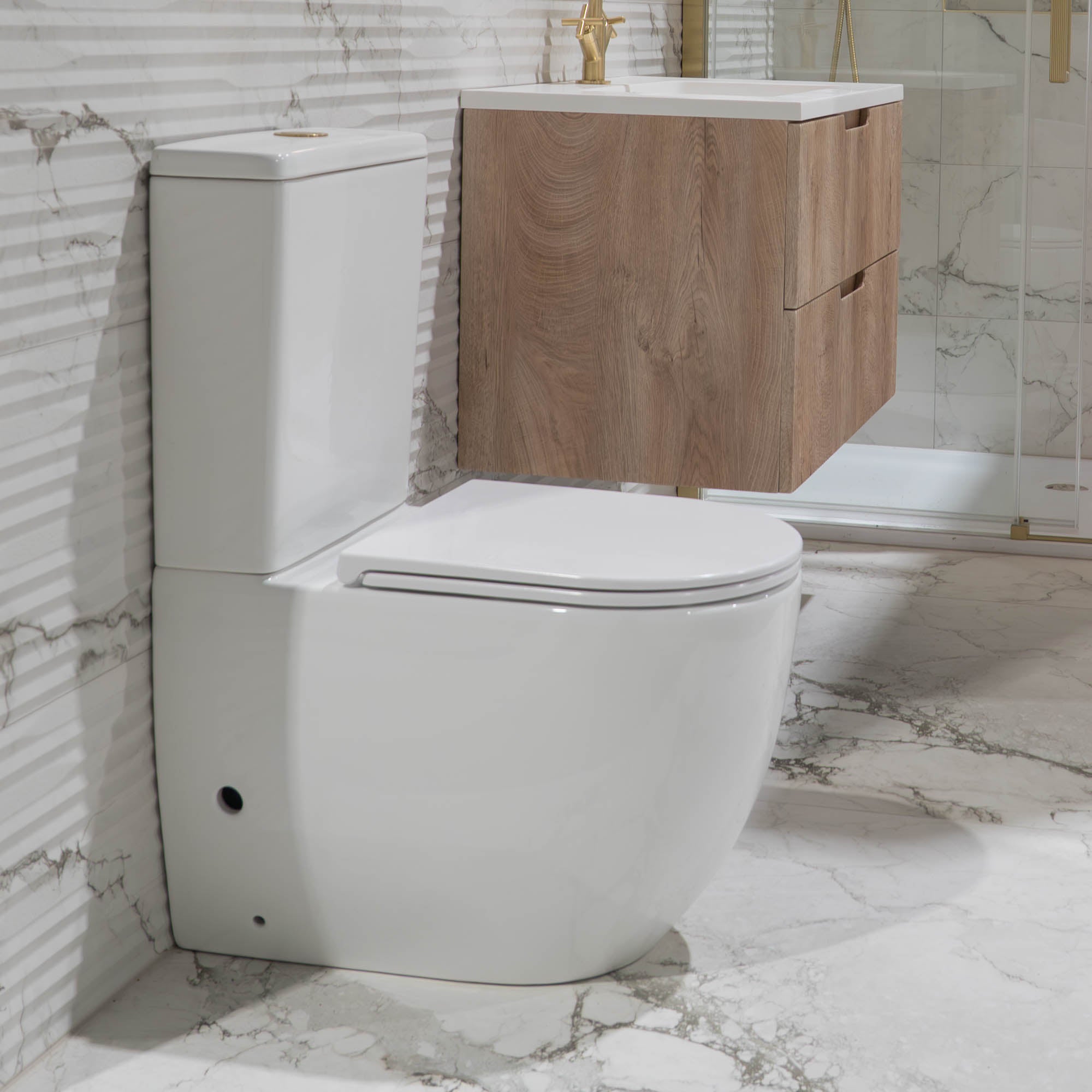 Granlusso Sorrento Rimless WC with Geberit Swirl Flush System and Soft Close Quick Release Seat