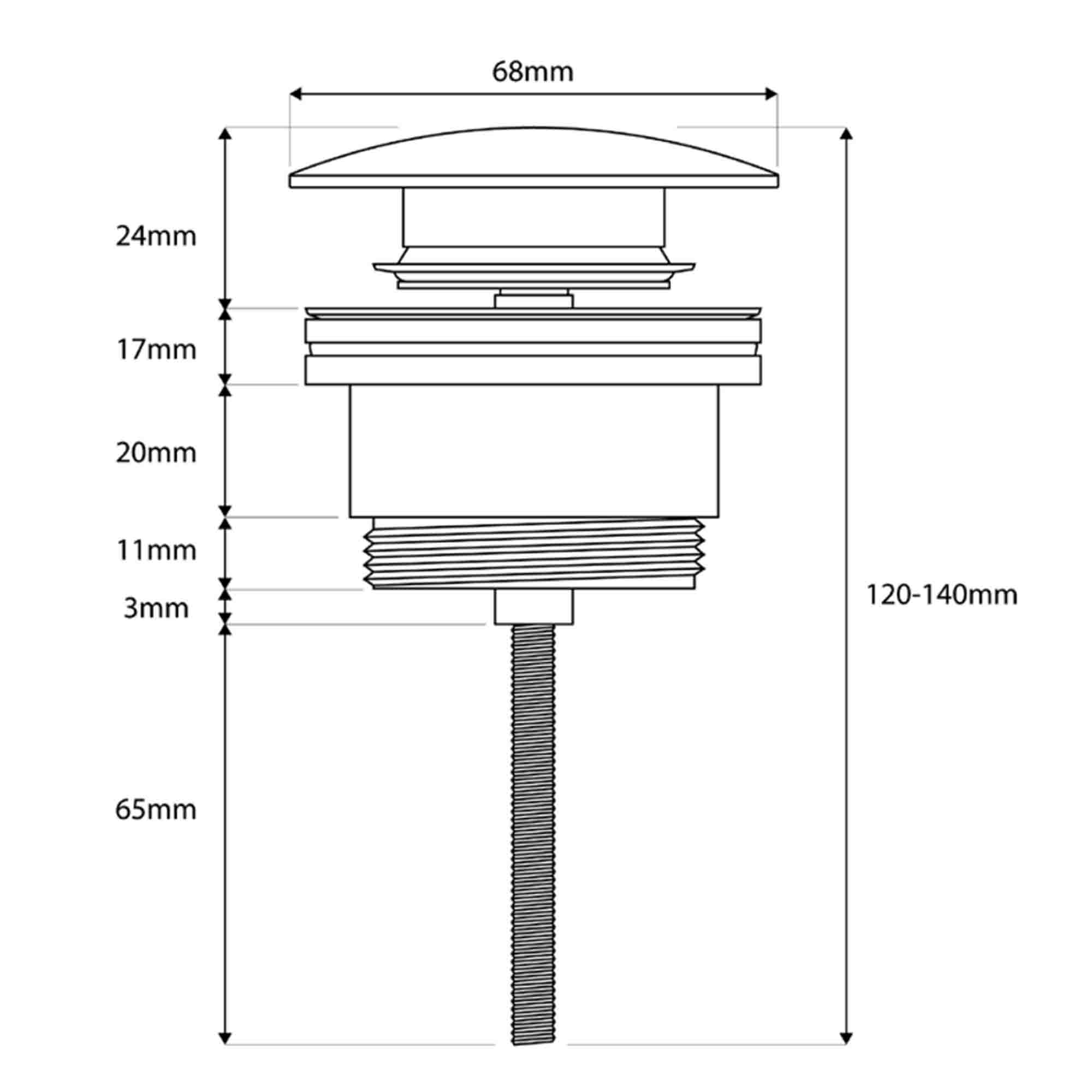 granlusso universal basin waste dimensions