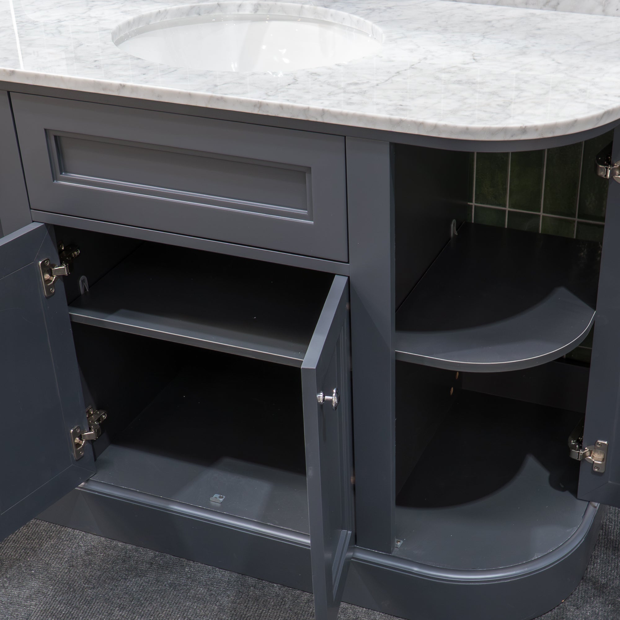 Hampton 1200 Floorstanding Curved Vanity Unit With Worktop and Basin