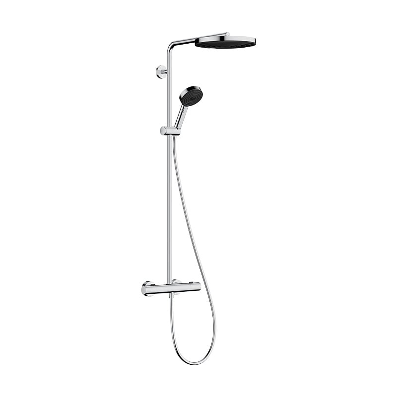 Hansgrohe Pulsify S Puro 1-Jet Shower with 260mm Head and 3-Jet Hand Shower in Chrome.