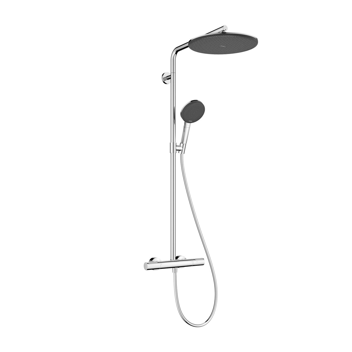 Hansgrohe Raindance Alive shower system with thermostat in chrome, supplied by Deluxe Bathrooms.