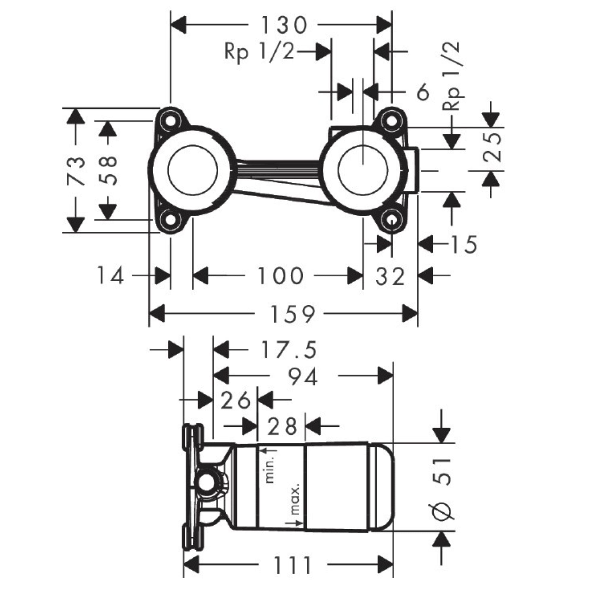 Hansgrohe Talis E Wall Mounted Single Lever Basin Mixer Tap - Chrome