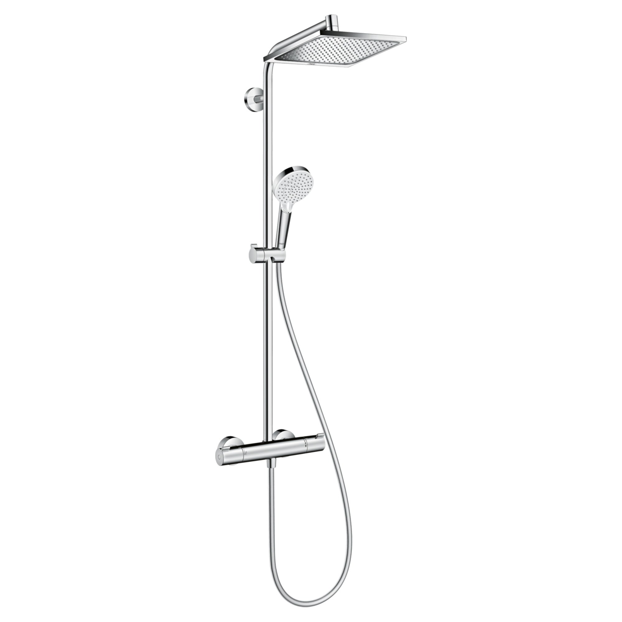 hansgrohe dual outlet thermostatic exposed bar valve with croma 240 rigid riser kit chrome
