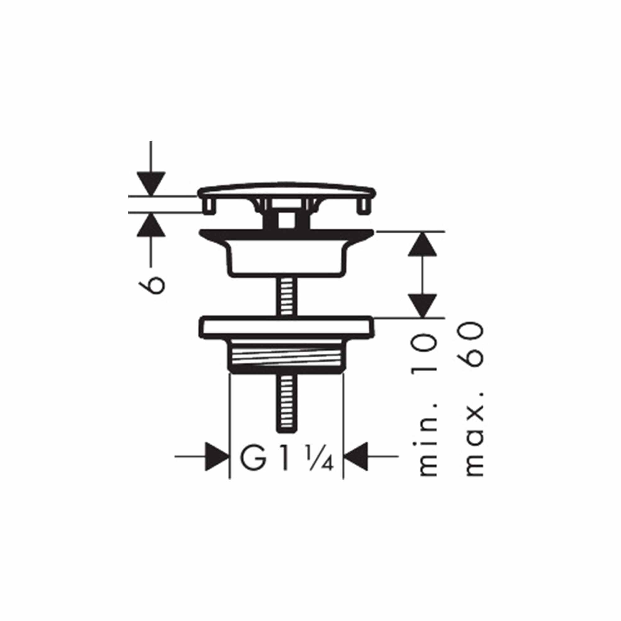 hansgrohe free flow non closing waste dimensions