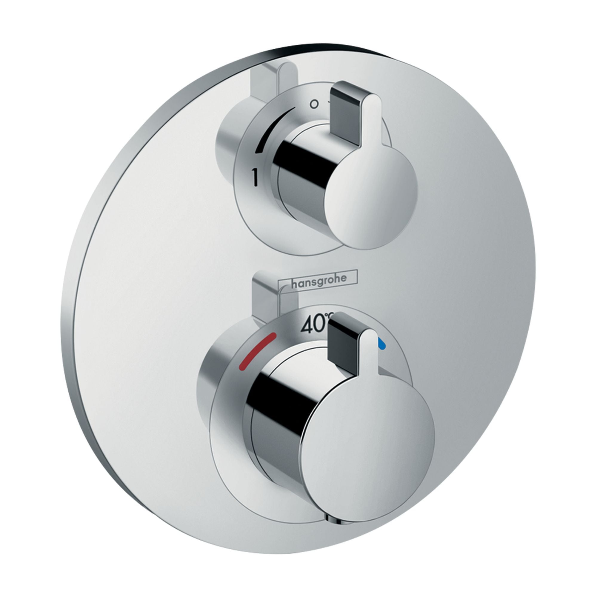 Hansgrohe Round 2 Outlet Thermostatic Shower Valve With Croma 180 Overhead and Handset - Chrome