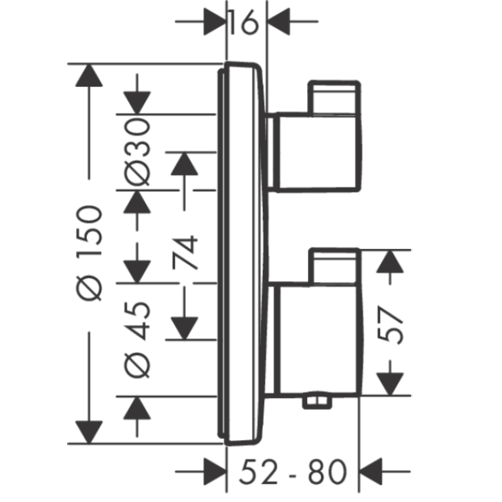 Hansgrohe Round 2 Outlet Thermostatic Shower Valve With Croma 180 Overhead and Handset - Chrome