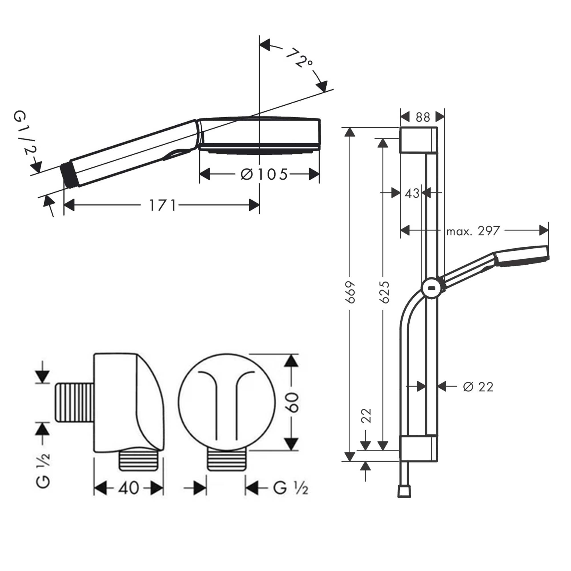 hansgrohe round select 2 outlet crometta s240 overhead with pulsify handset