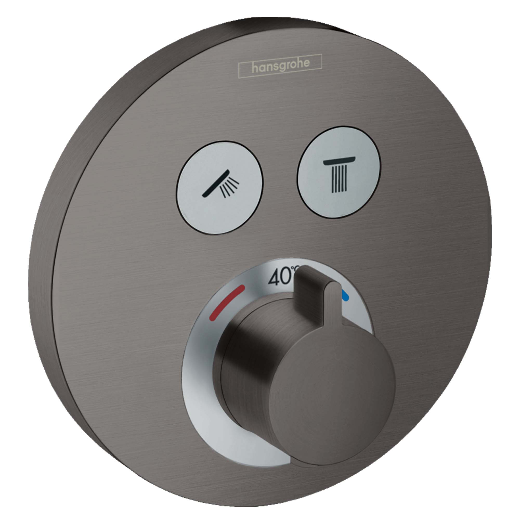 hansgrohe showerselect s thermostatic mixer for concealed installation for 2 outlets brushed black chrome