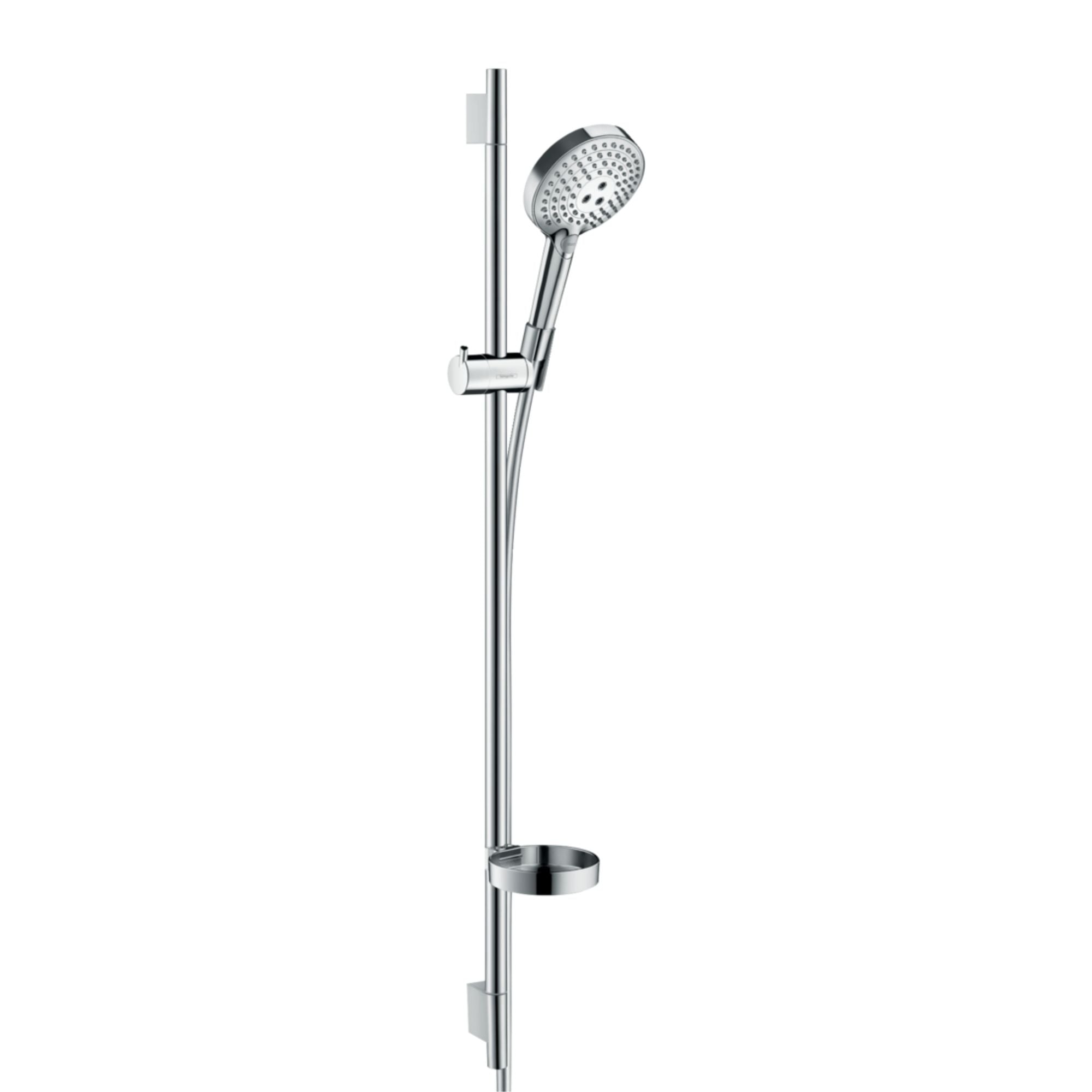 Hansgrohe Square 1 Outlet Push Thermo Shower Valve With Raindance Select S Slide Rail Kit - Chrome