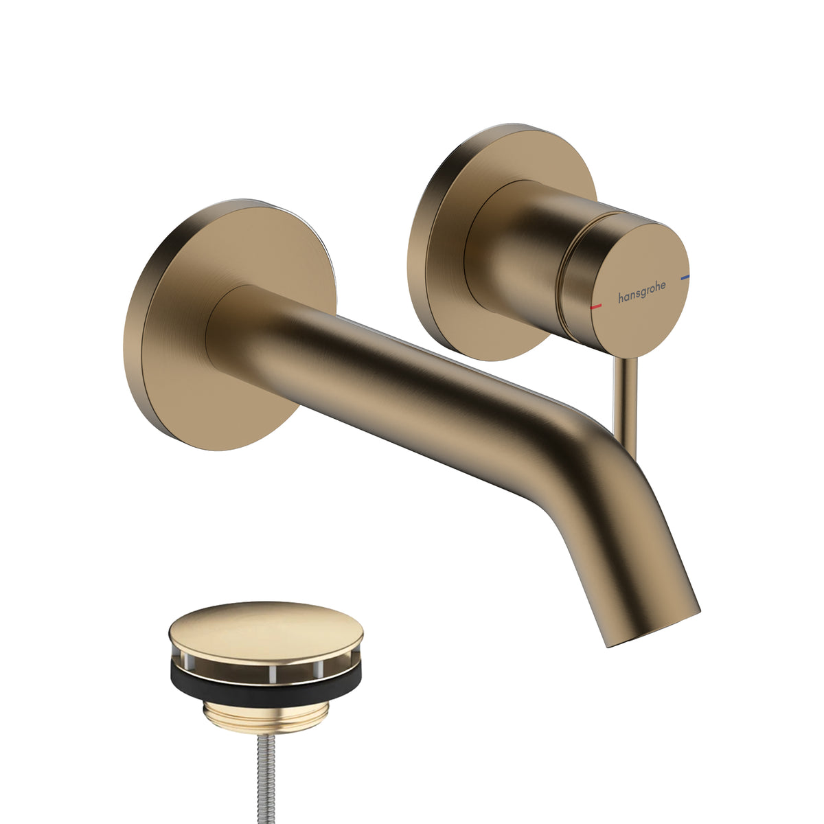 hansgrohe tecturis s 165 wall mounted single lever basin-mixer tap with waste brushed bronze