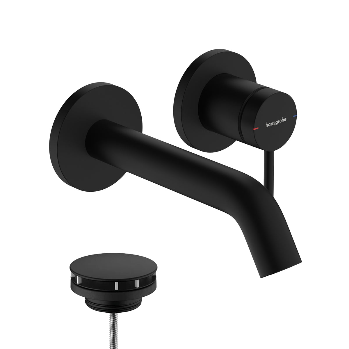 hansgrohe tecturis s 165 wall mounted single lever basin-mixer tap with waste matt black