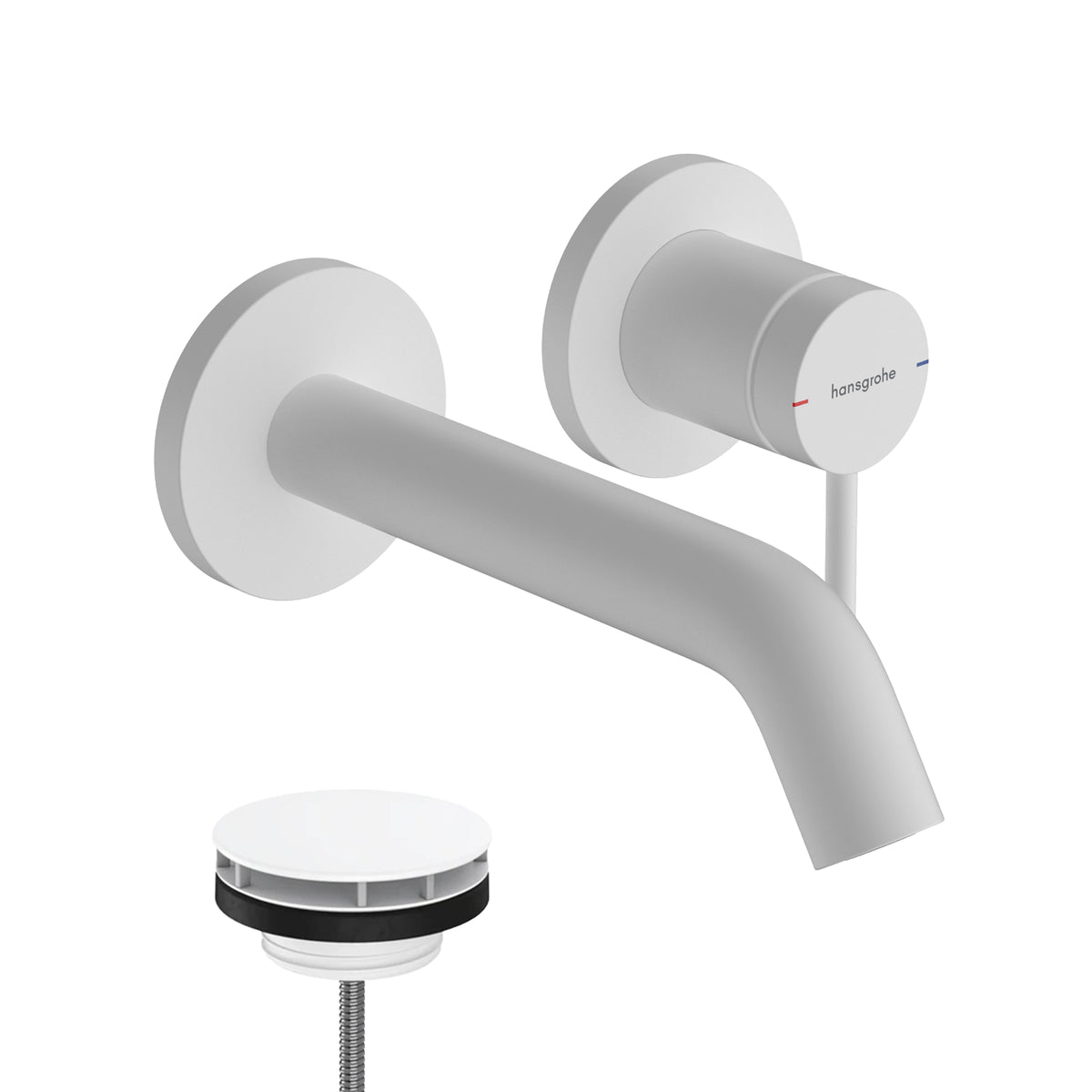 hansgrohe tecturis s 165 wall mounted single lever basin-mixer tap with waste matt white