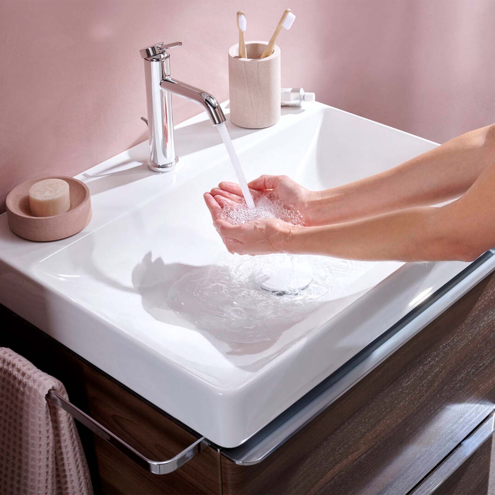 hansgrohe tecturis s single lever basin mixer 110 coolstart with pop up waste chrome