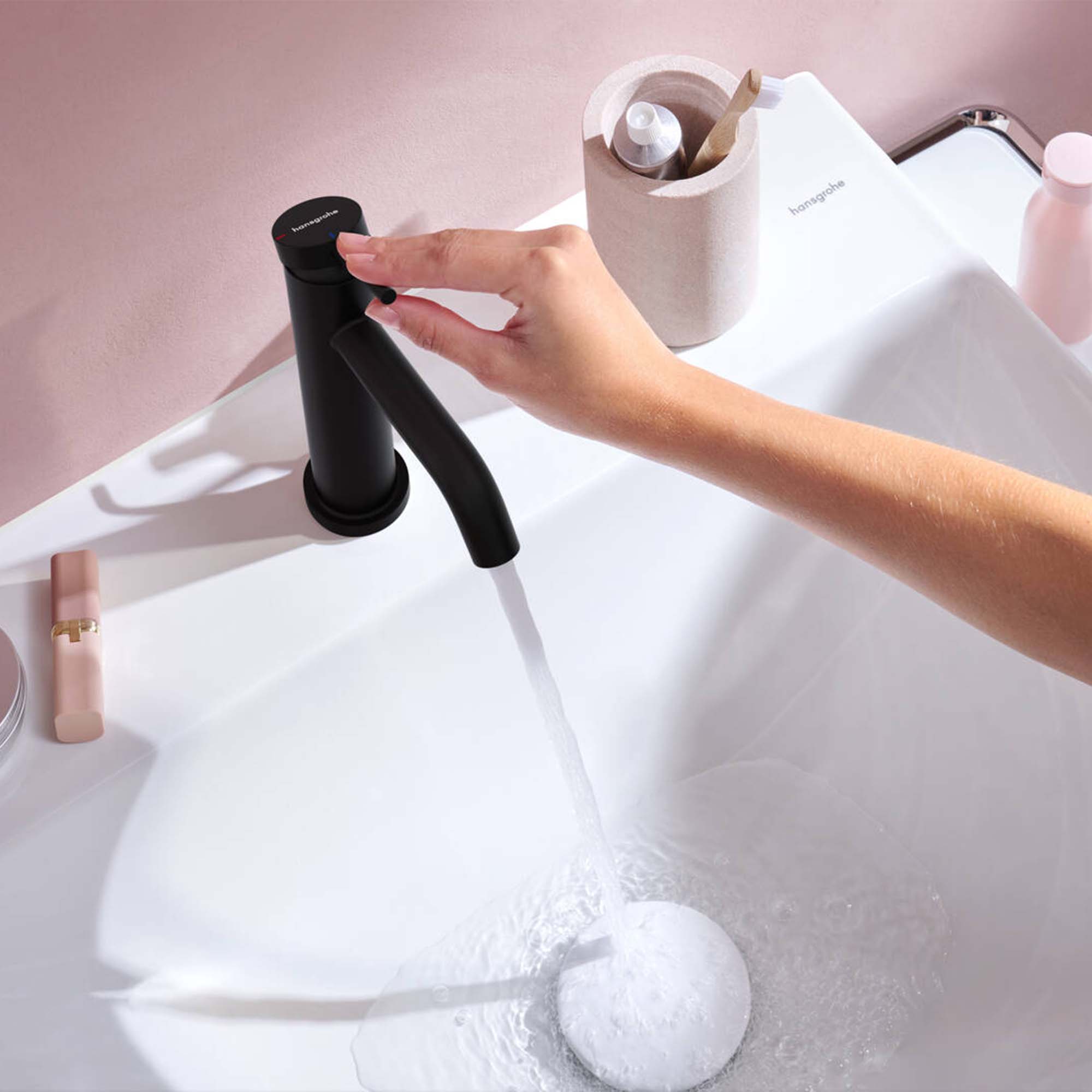 hansgrohe tecturis s single lever basin mixer 110 coolstart with pop up waste matt black