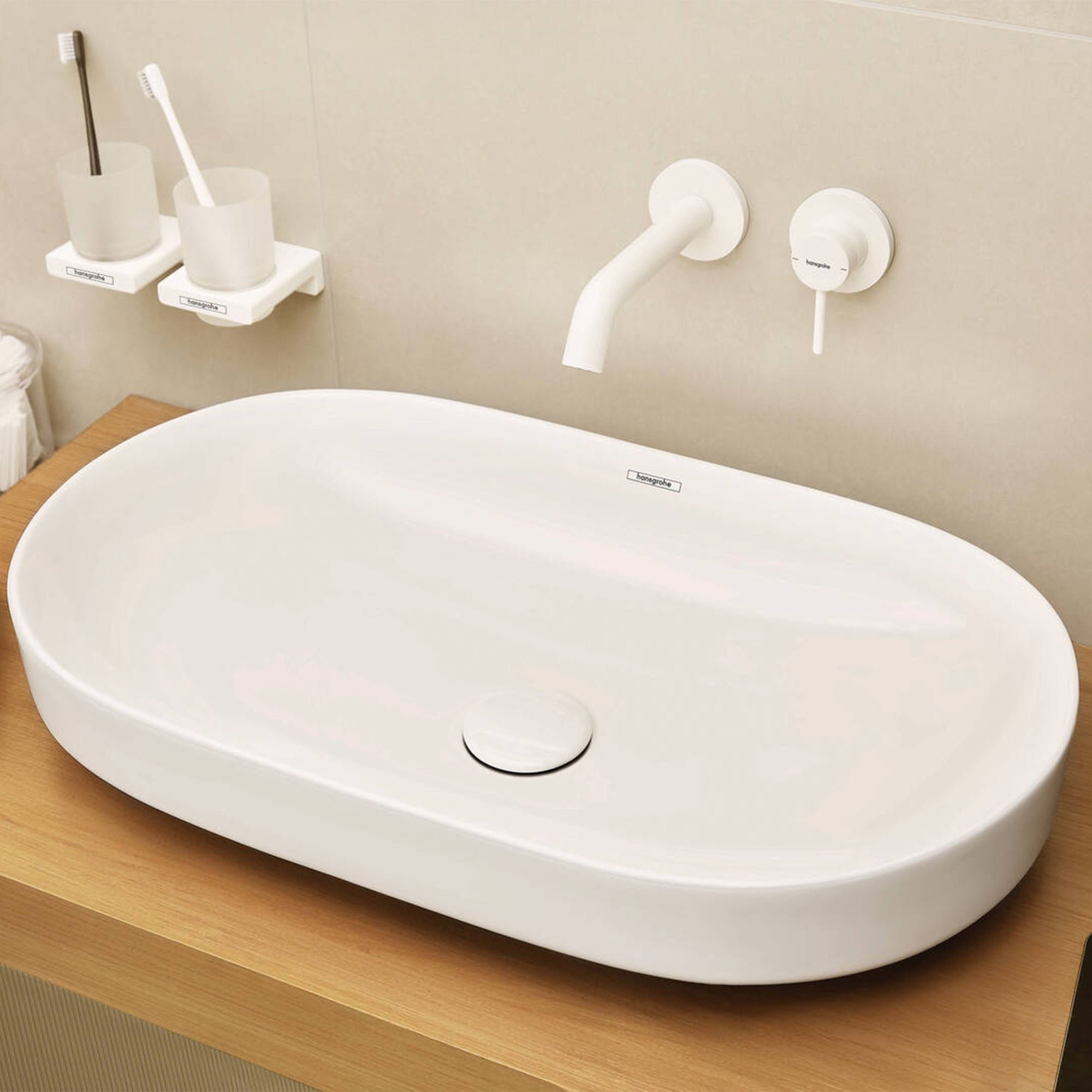 hansgrohe tecturis s wall mounted single lever basin mixer tap with waste matt white