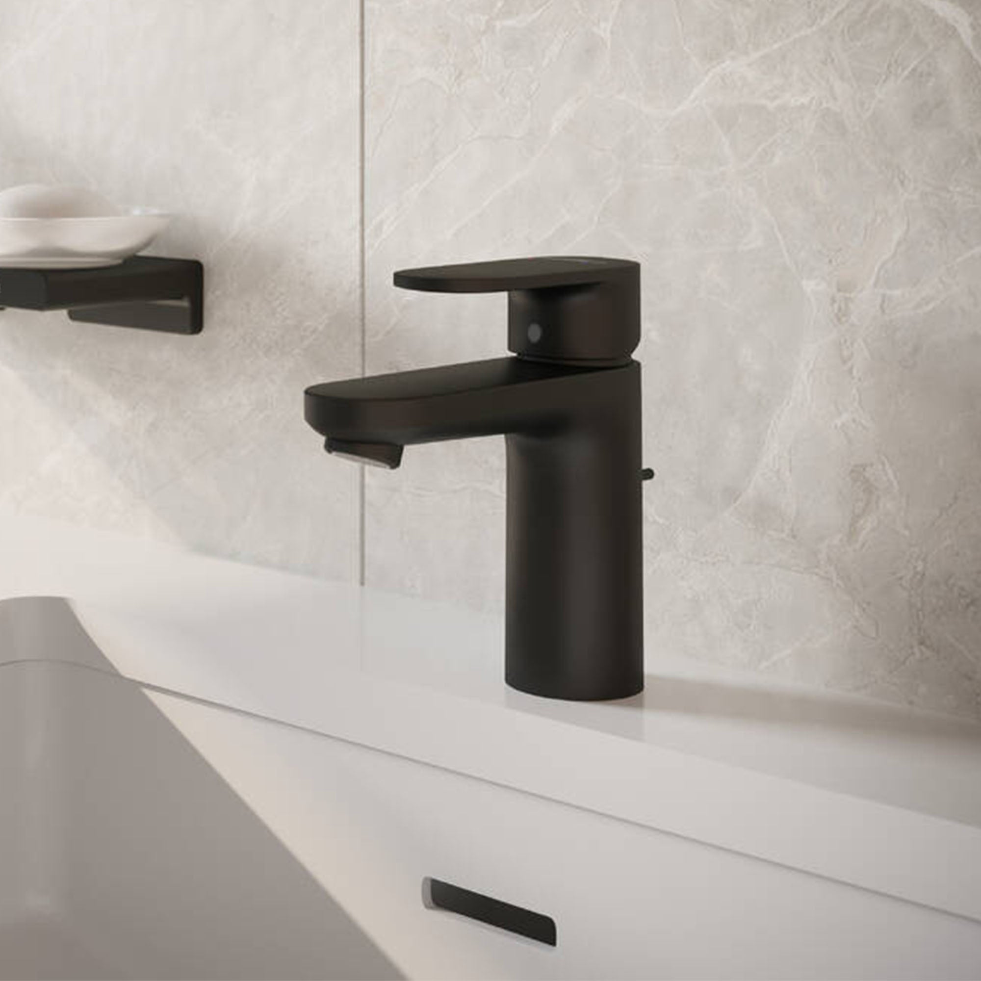 hansgrohe vernis blend 100 basin mixer with pop up waste matt black