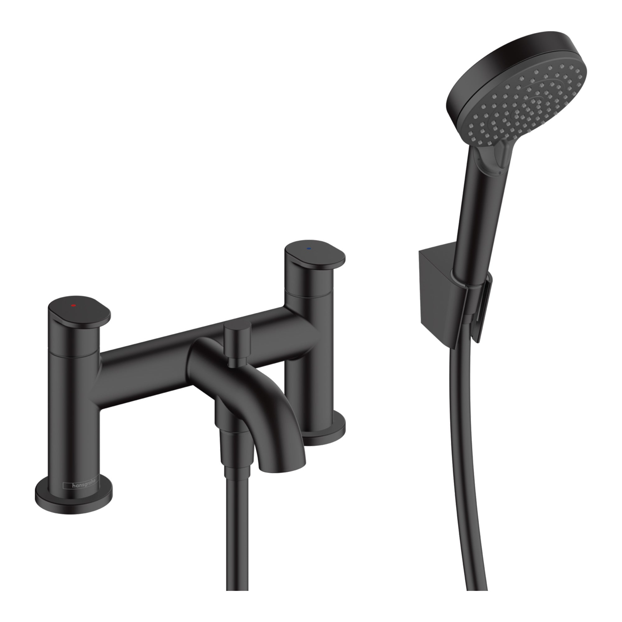hansgrohe vernis blend 2 hole deck mounted bath shower mixer with handset matt black