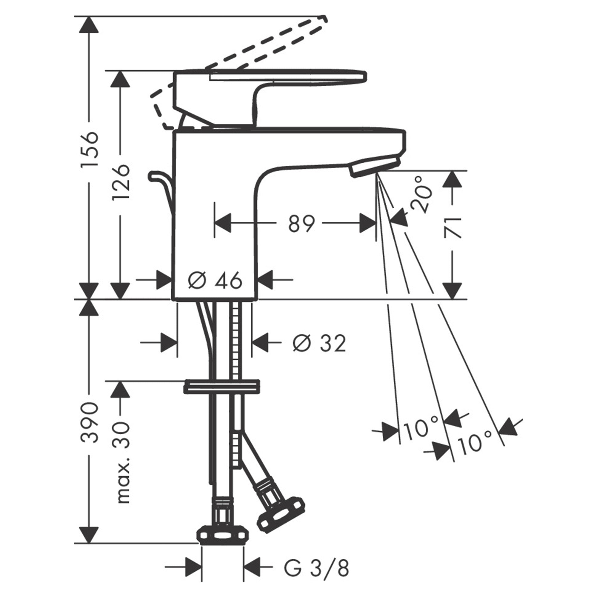 hansgrohe vernis blend 70 basin mixer with pop up waste chrome