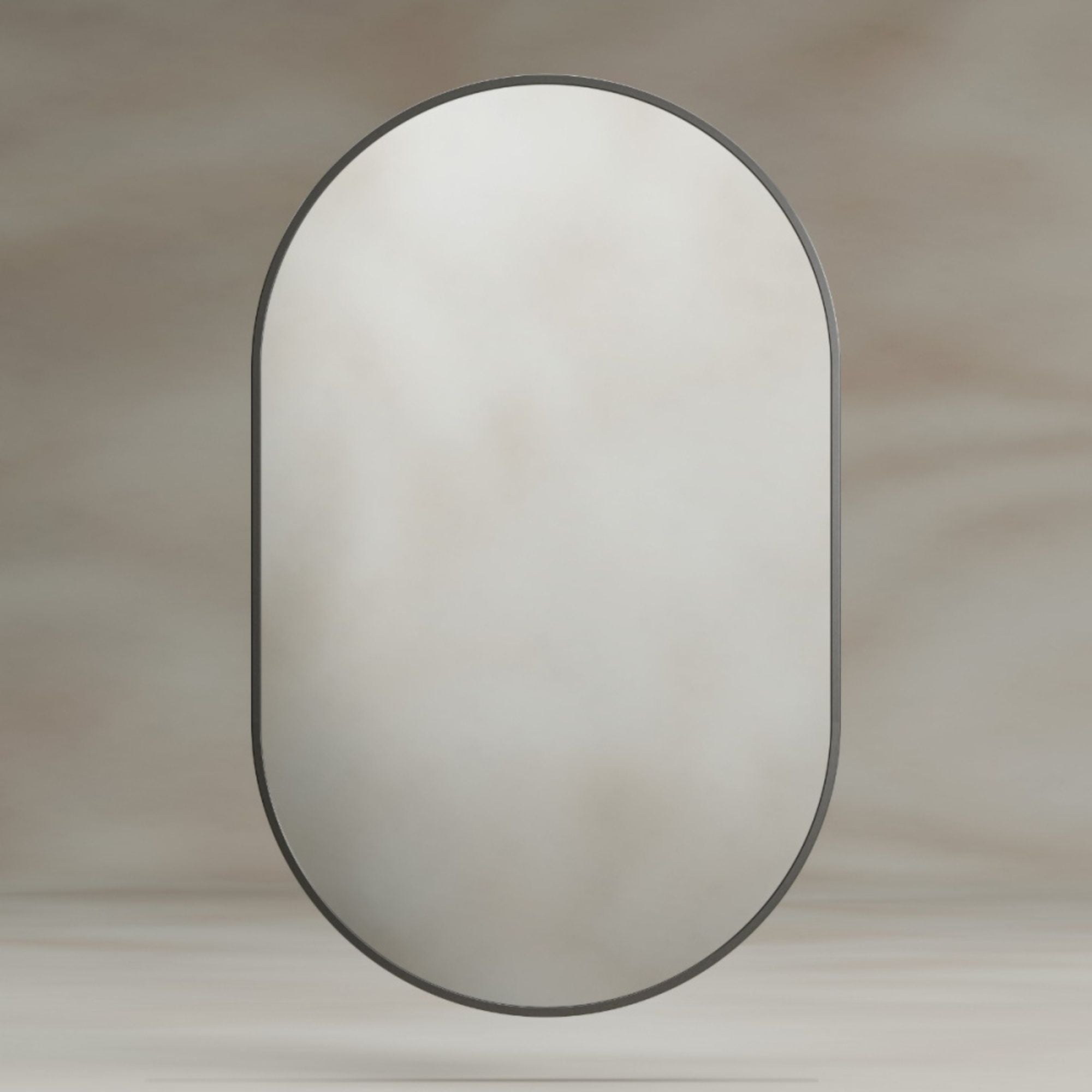 Harbour Capsule 50 Oval Bathroom Mirror Gunmetal
