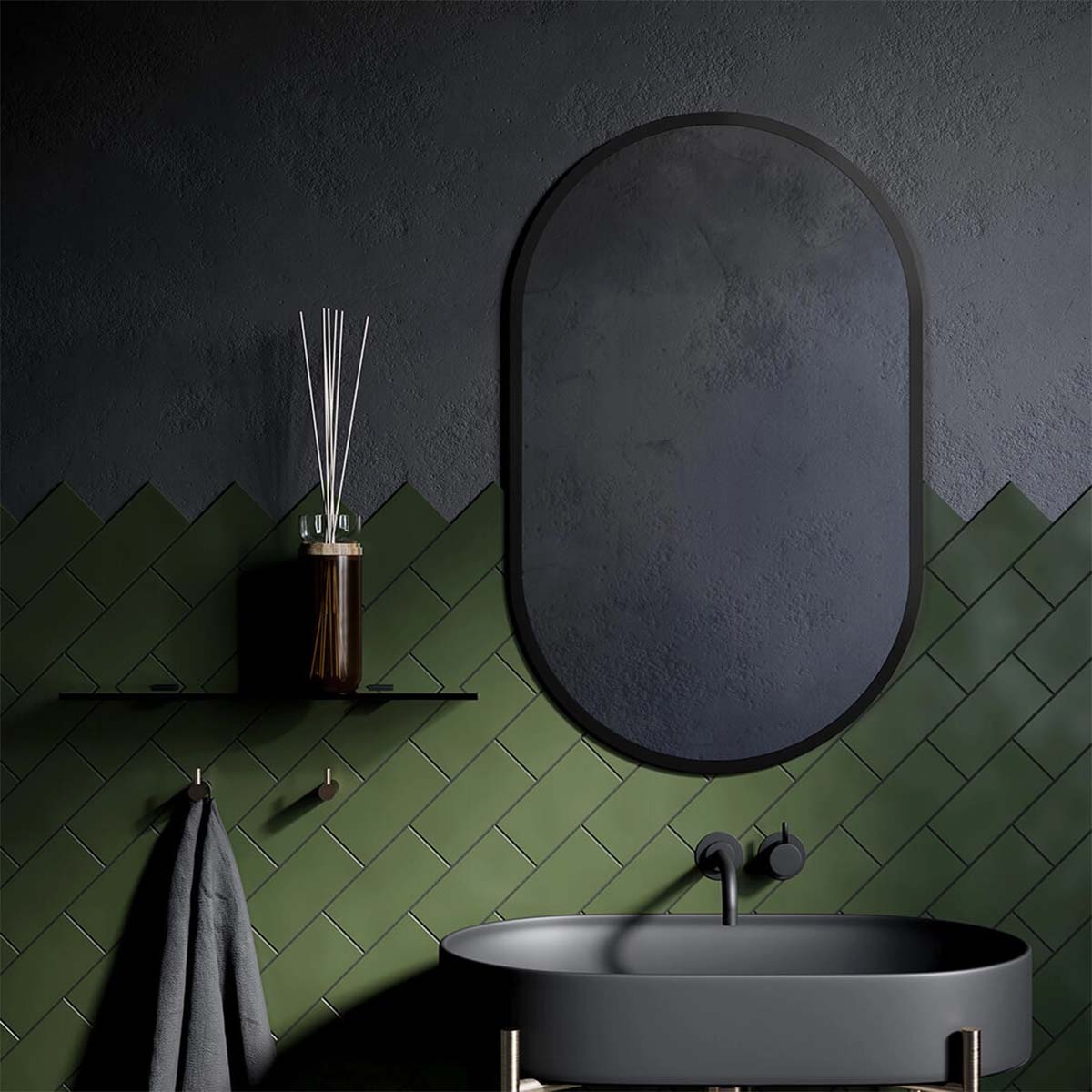 harbour capsule mirror 50x80cm Matt Black