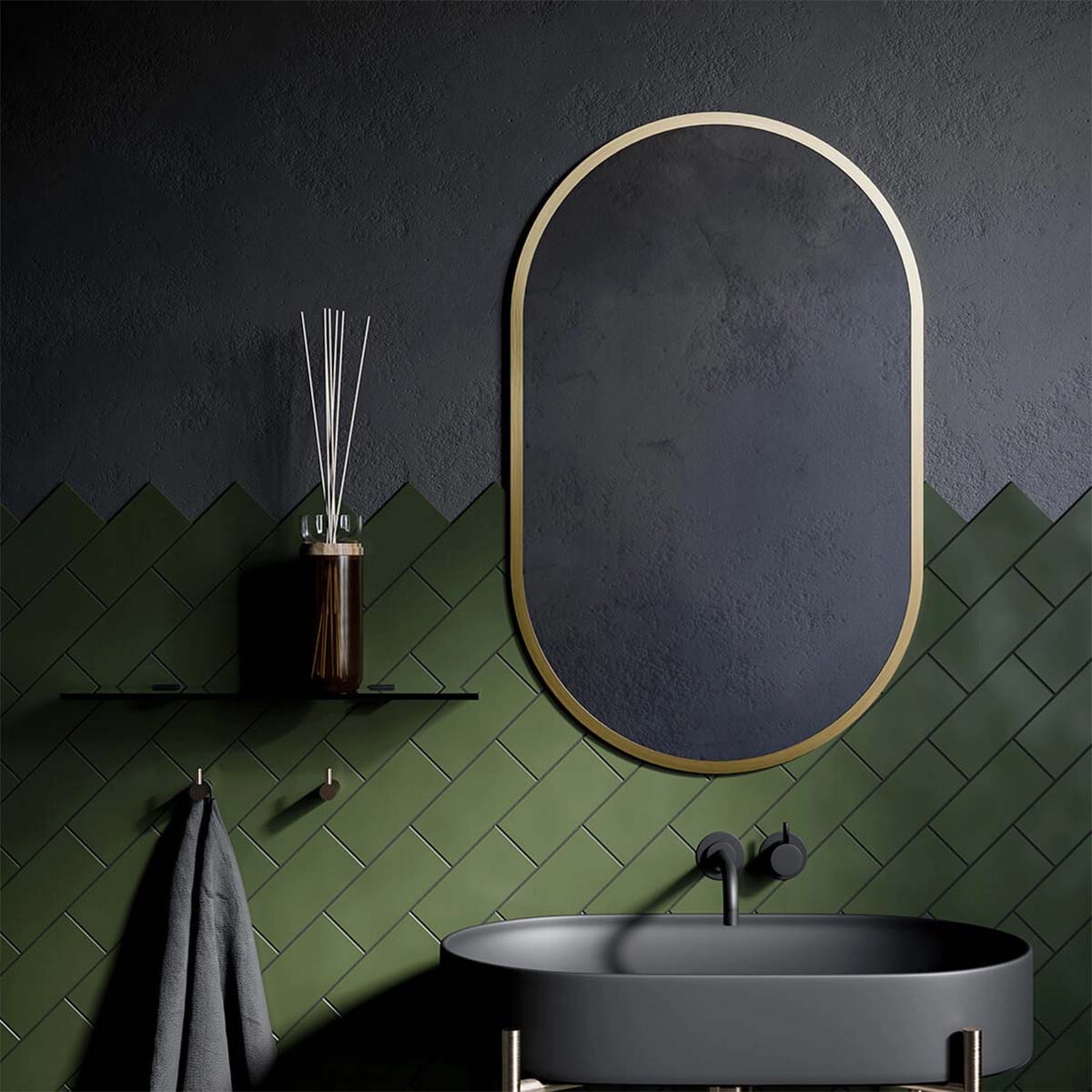 harbour capsule mirror 50x80cm brushed brass lifestyle
