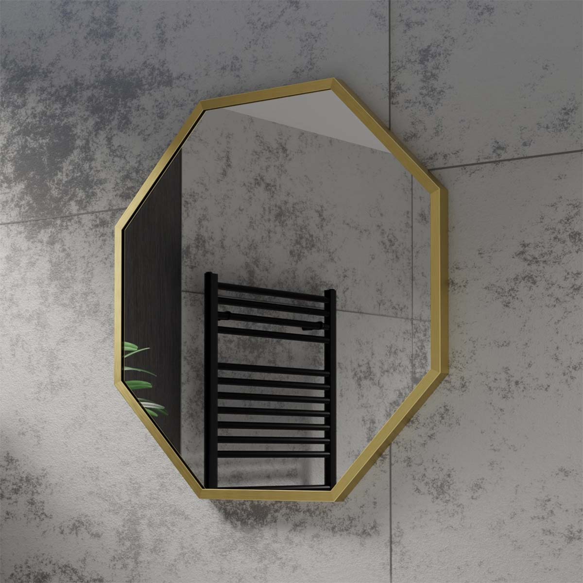 harbour octagon mirror brushed brass 60x60cm