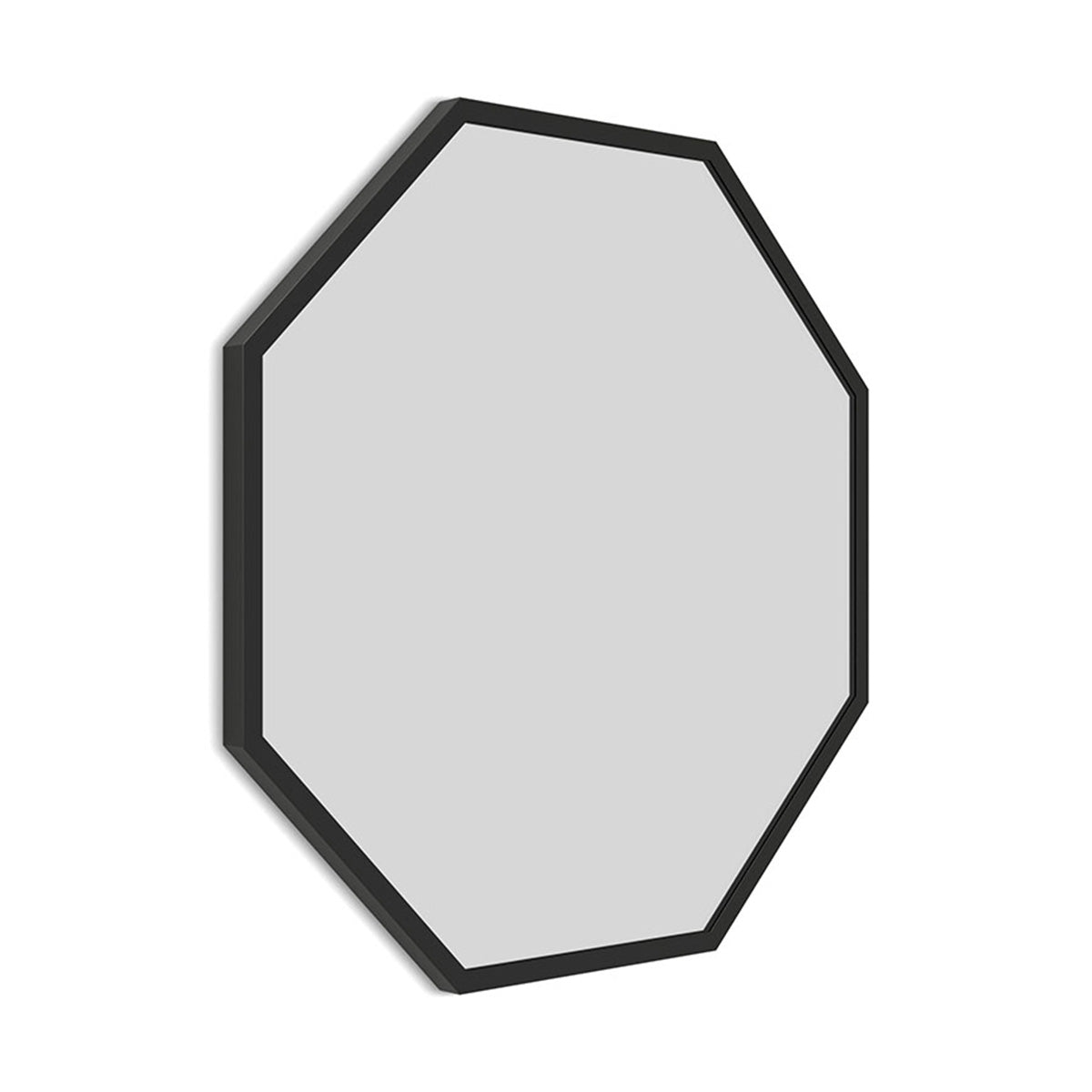 harbour octagon mirror matt black 60x60cm